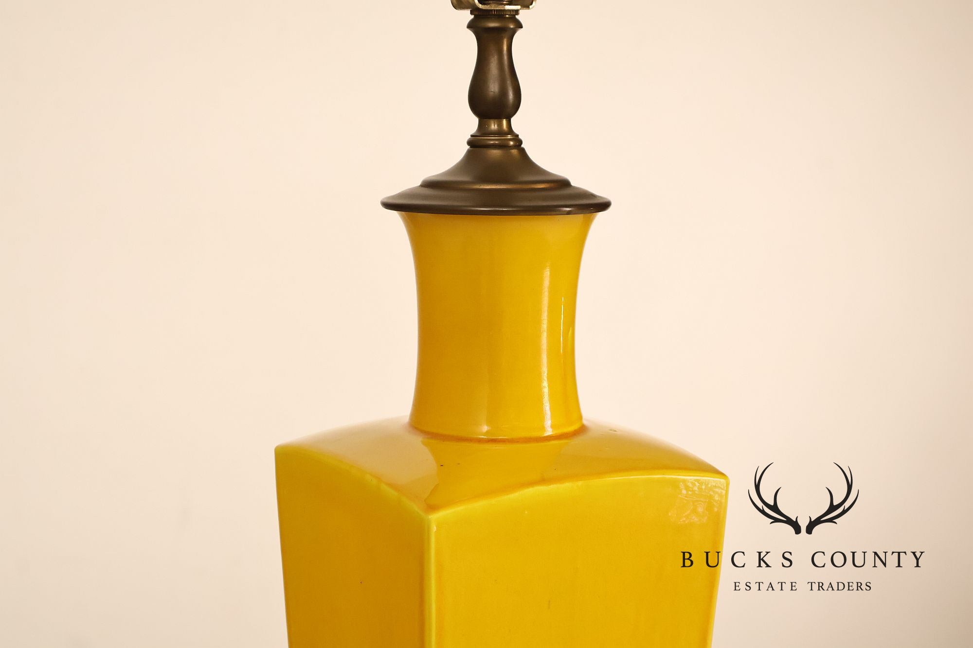 Mid Century Modern Yellow Glazed Ceramic Table Lamp