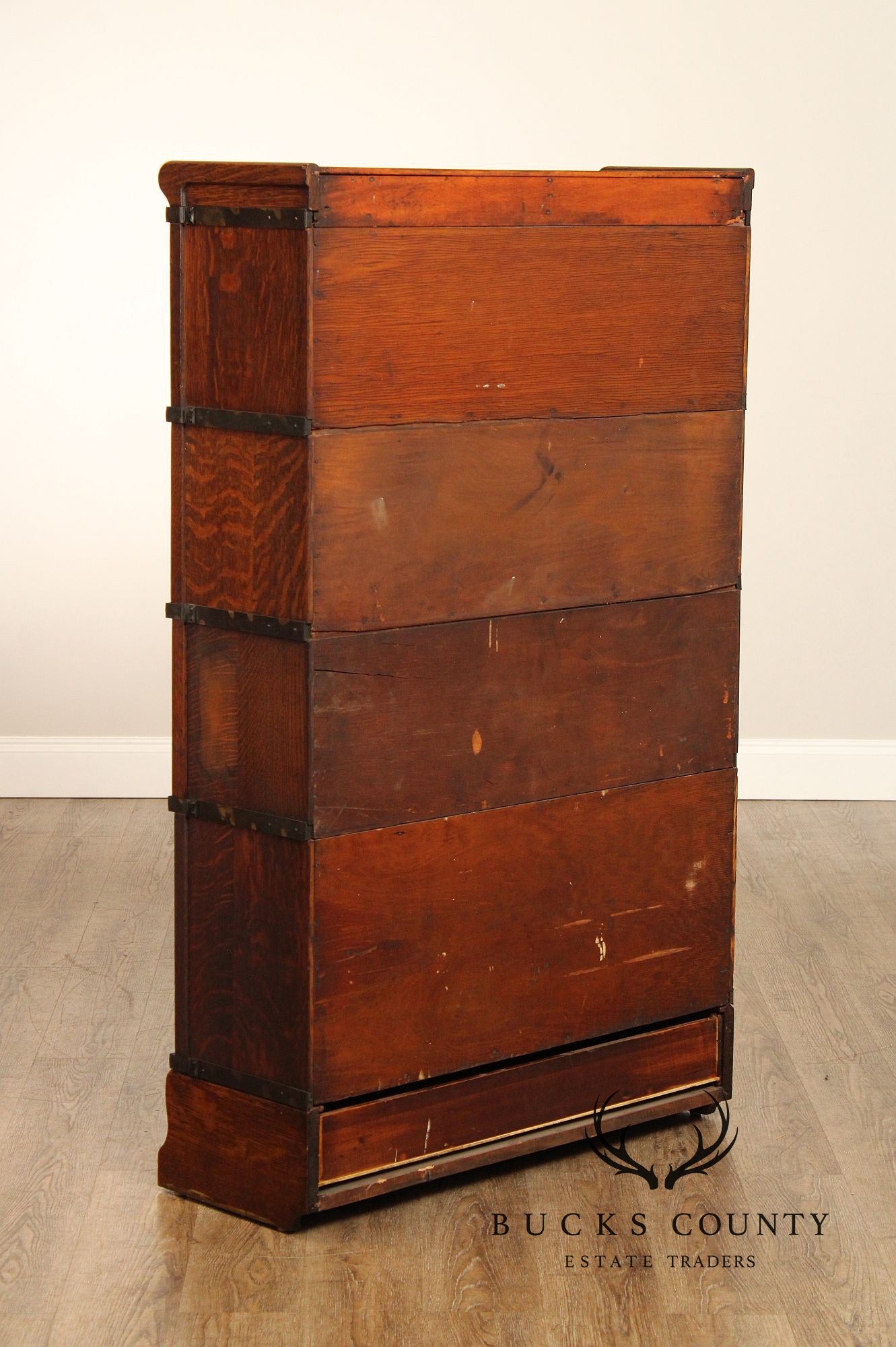 Globe Wernicke  Antique Pair of Oak Four-Stack Barrister Bookcases