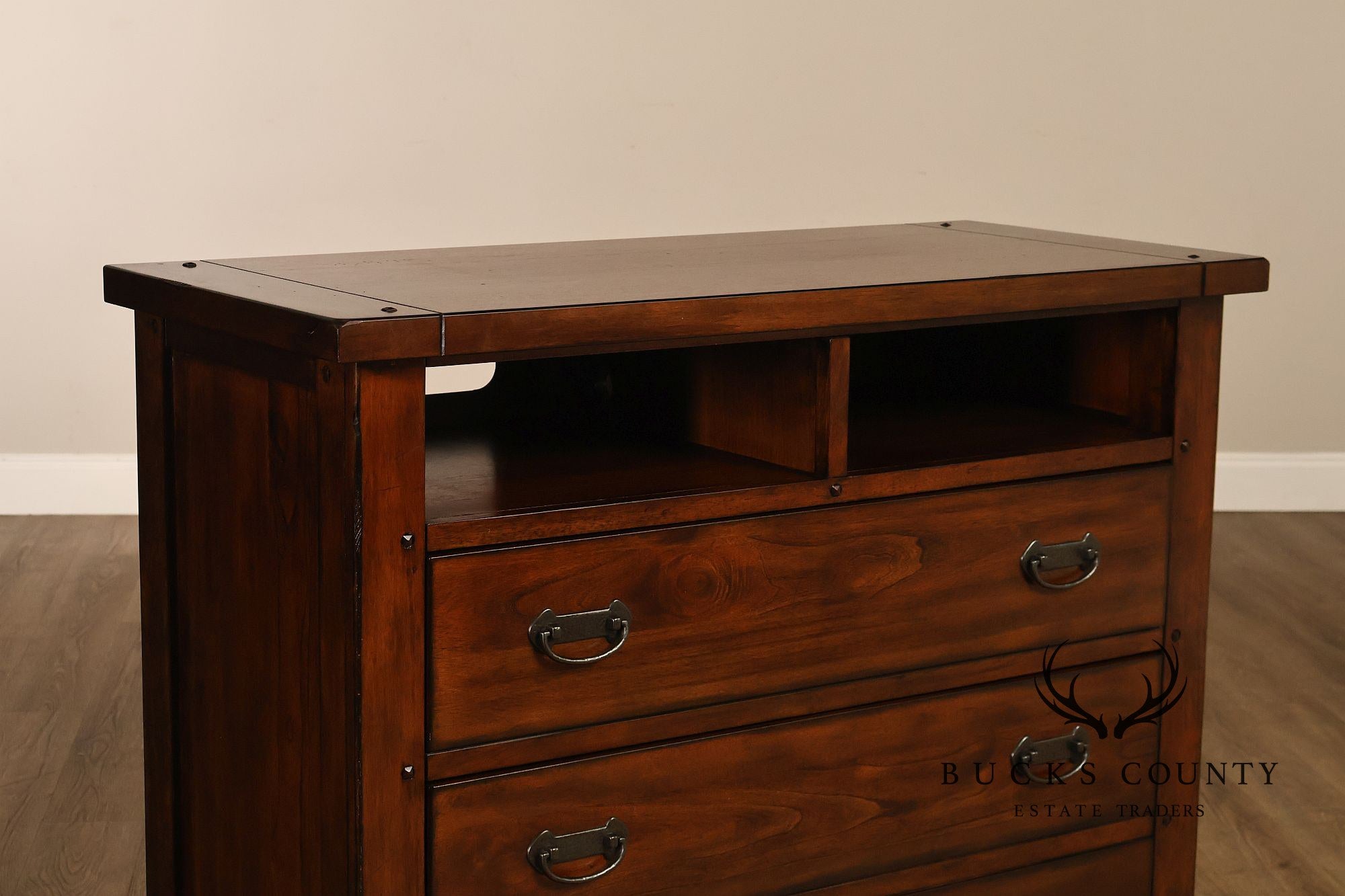 Mission Style Media Chest With Open Storage