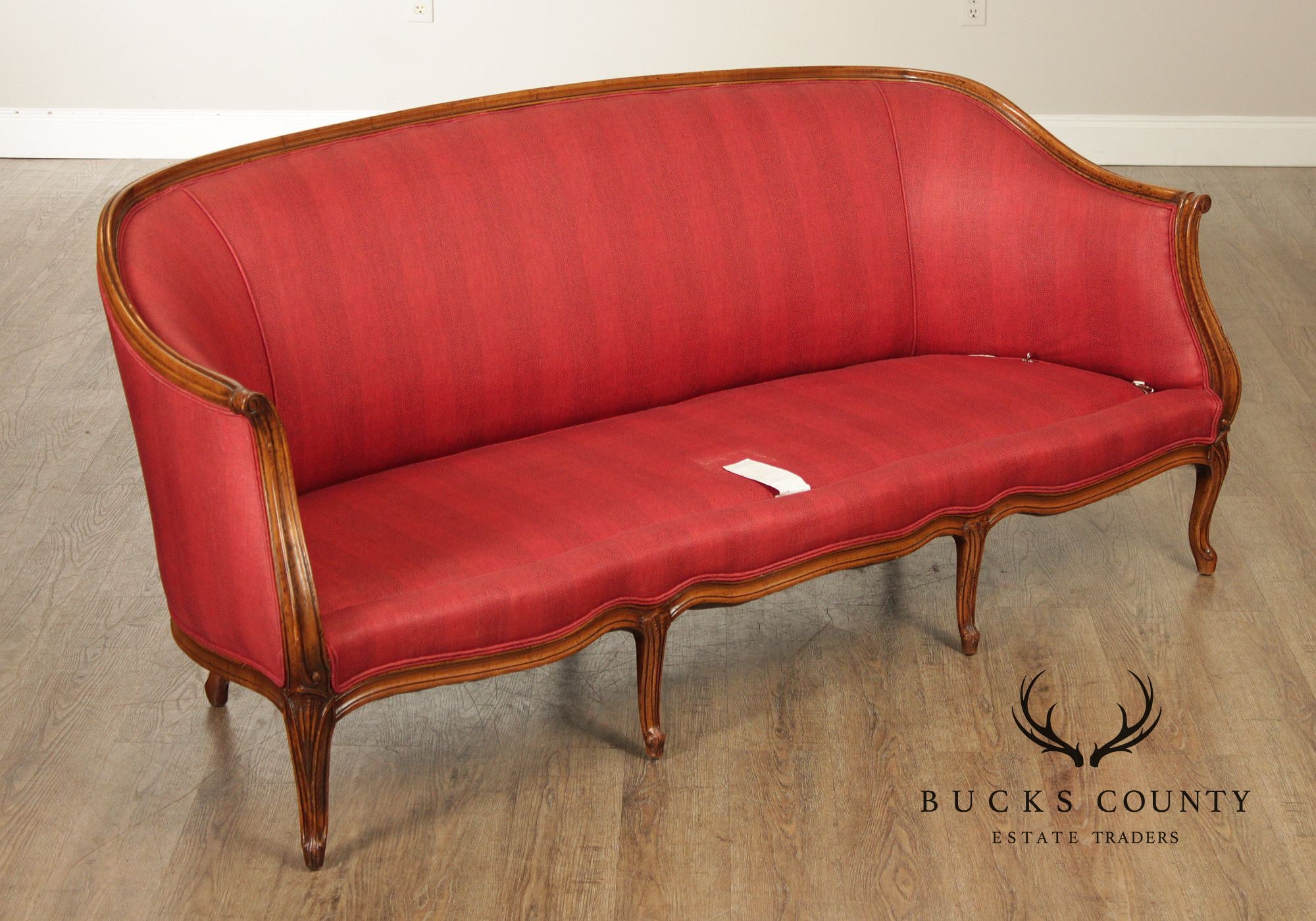 French Louis XV Style Walnut Upholstered Sofa