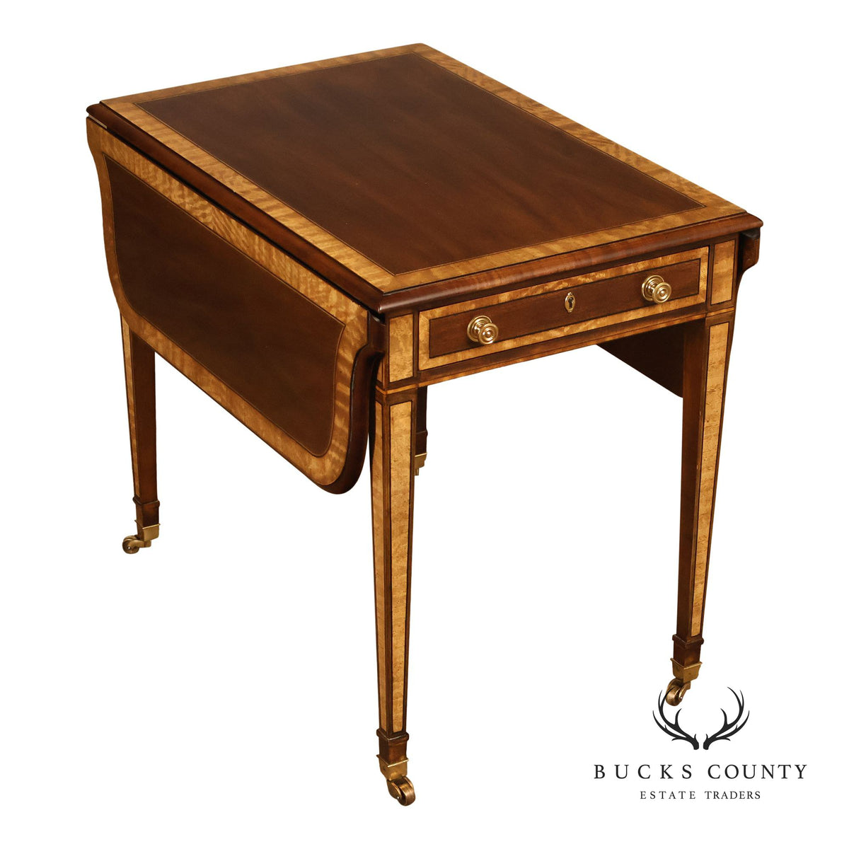 Henredon Historic Natchez Collection Mahogany And Burl Drop Leaf Pembroke Side Table