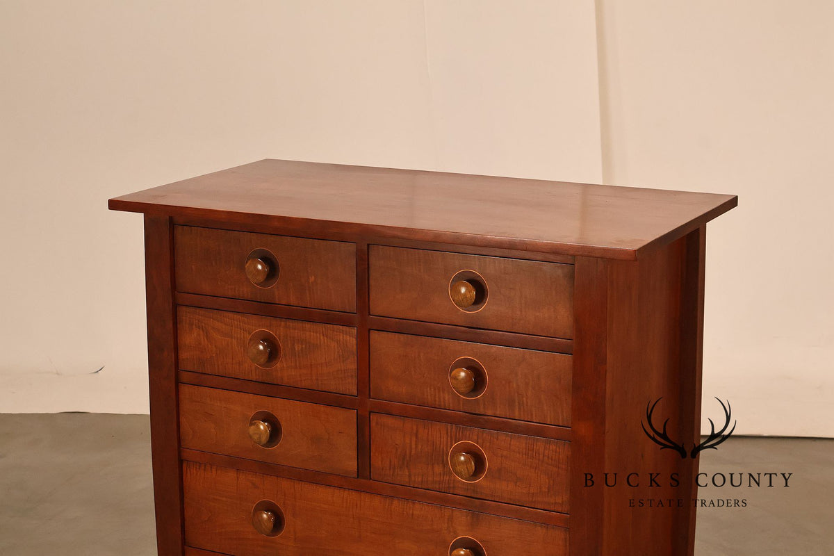 Stickley Mission Collection Harvey Ellis Cherry Inlaid Tall Chest Of Drawers