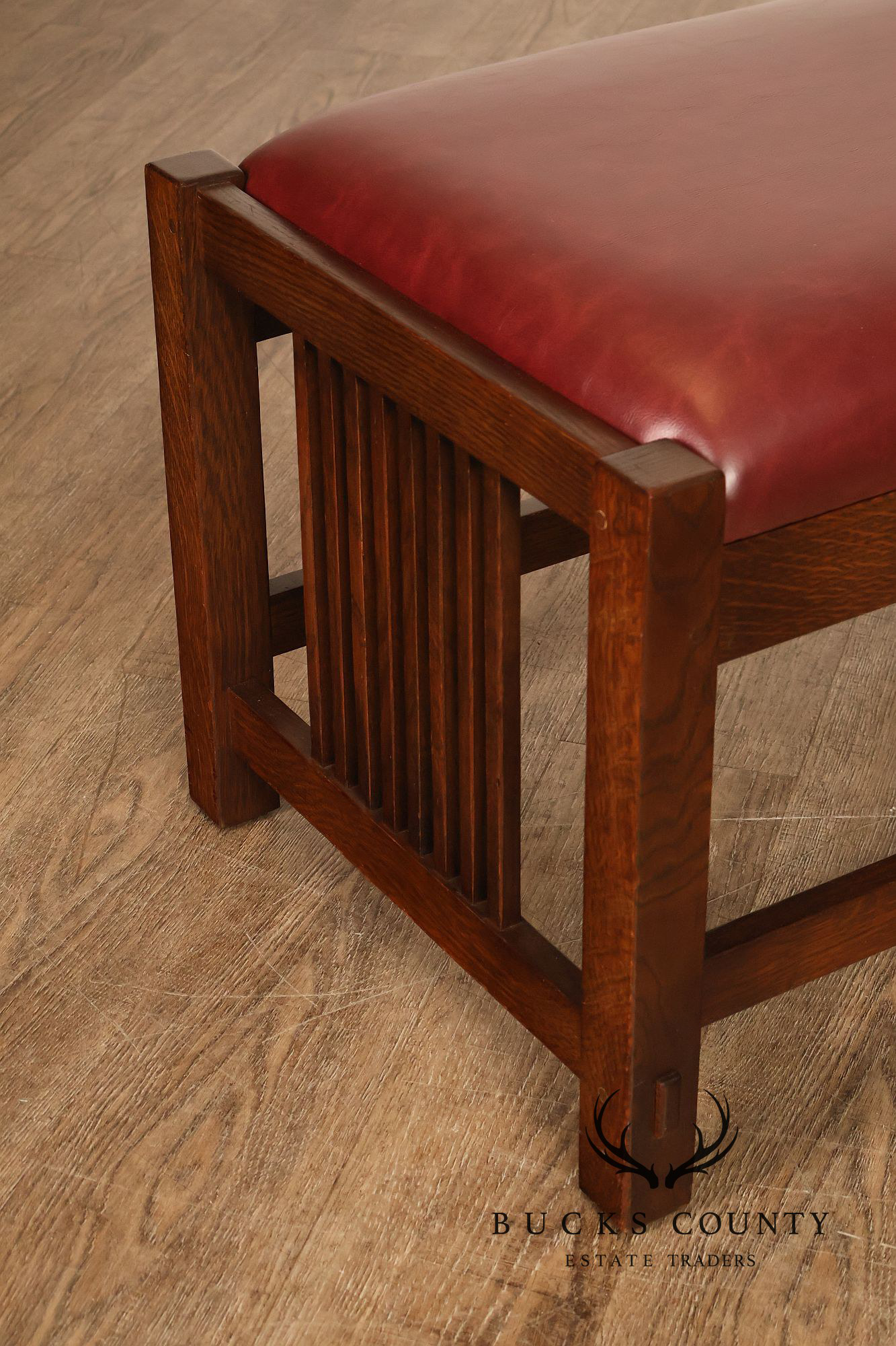 Stickley Mission Collection Oak Upholstered Bench