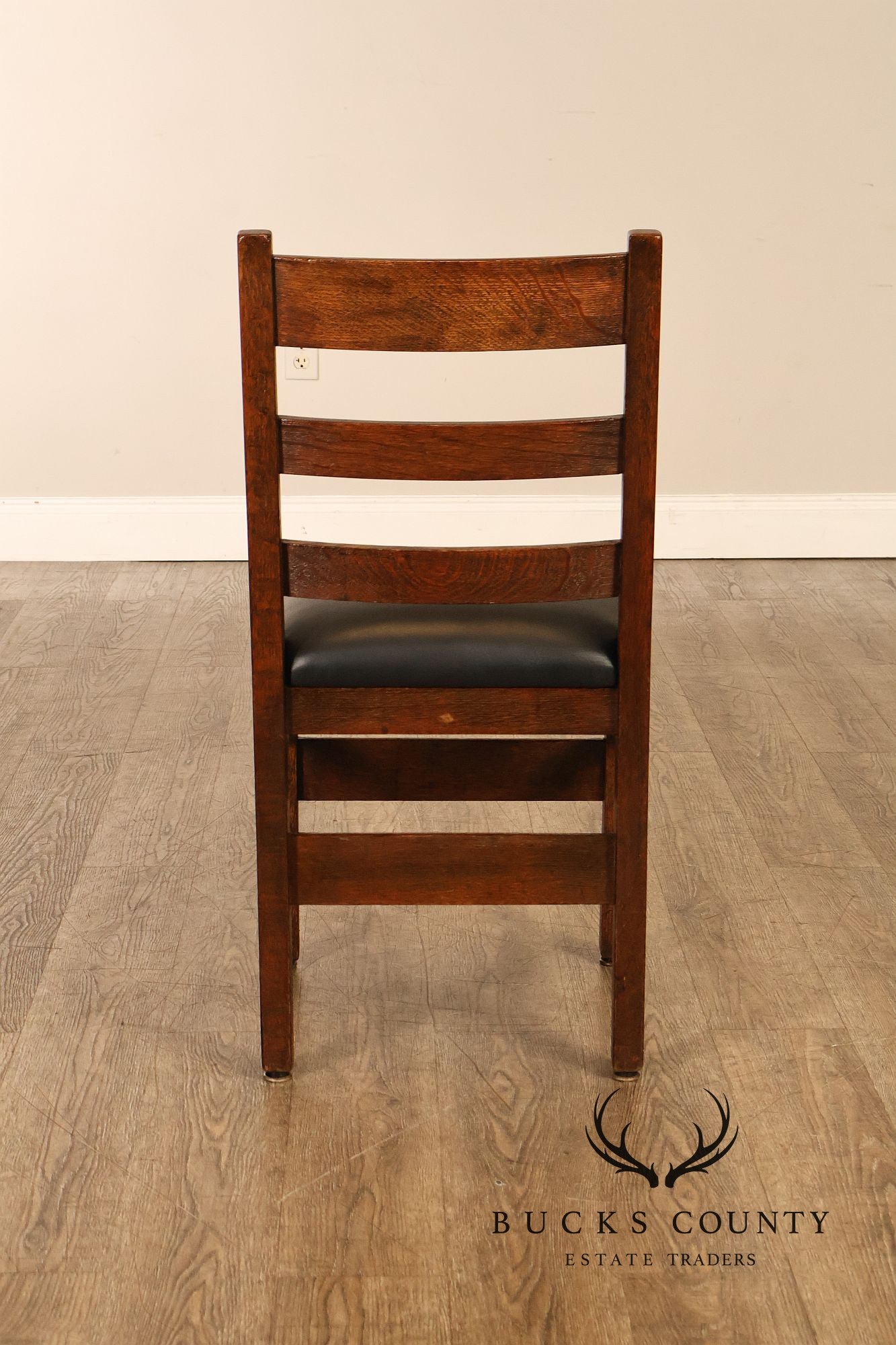 Antique L. & J.G. Stickley Mission Oak Set Of Four Ladder Back Dining Chairs