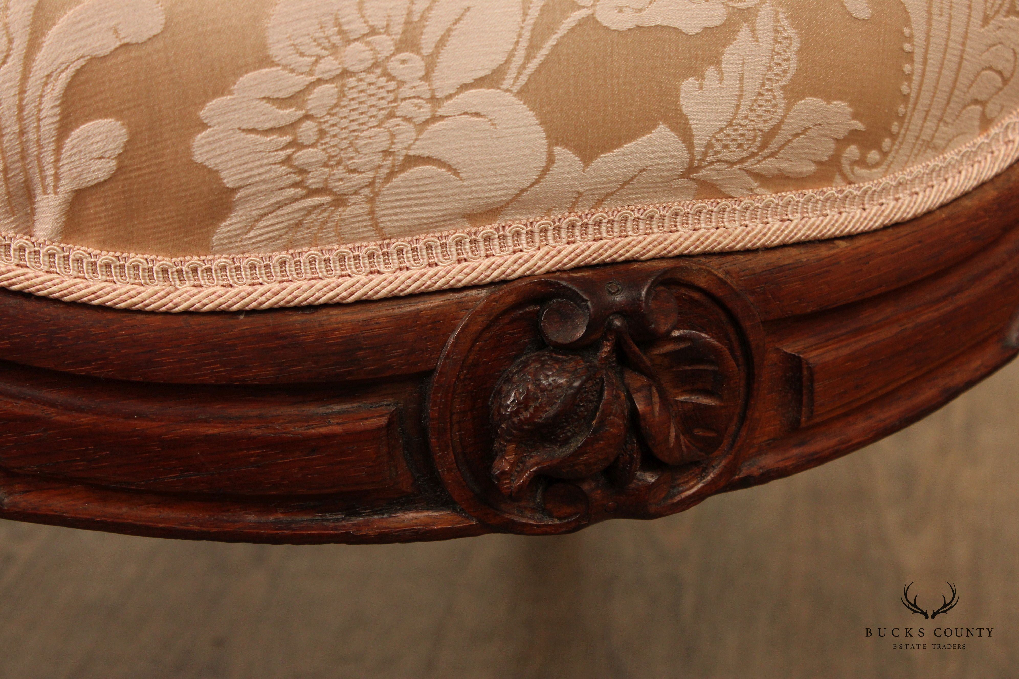 Antique Victorian Pair of Carved Walnut Armchairs