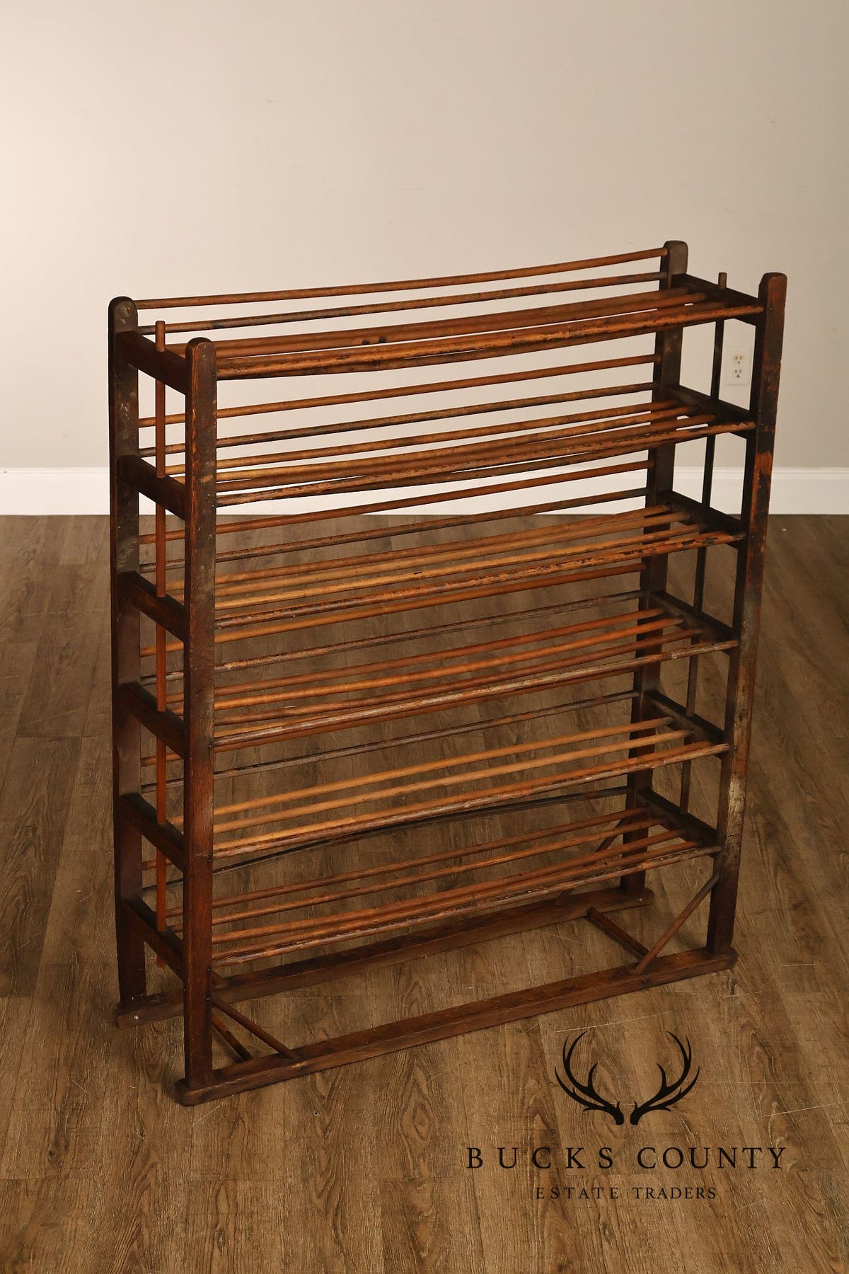 Antique Six-Tier Wooden Shoe Drying Rack