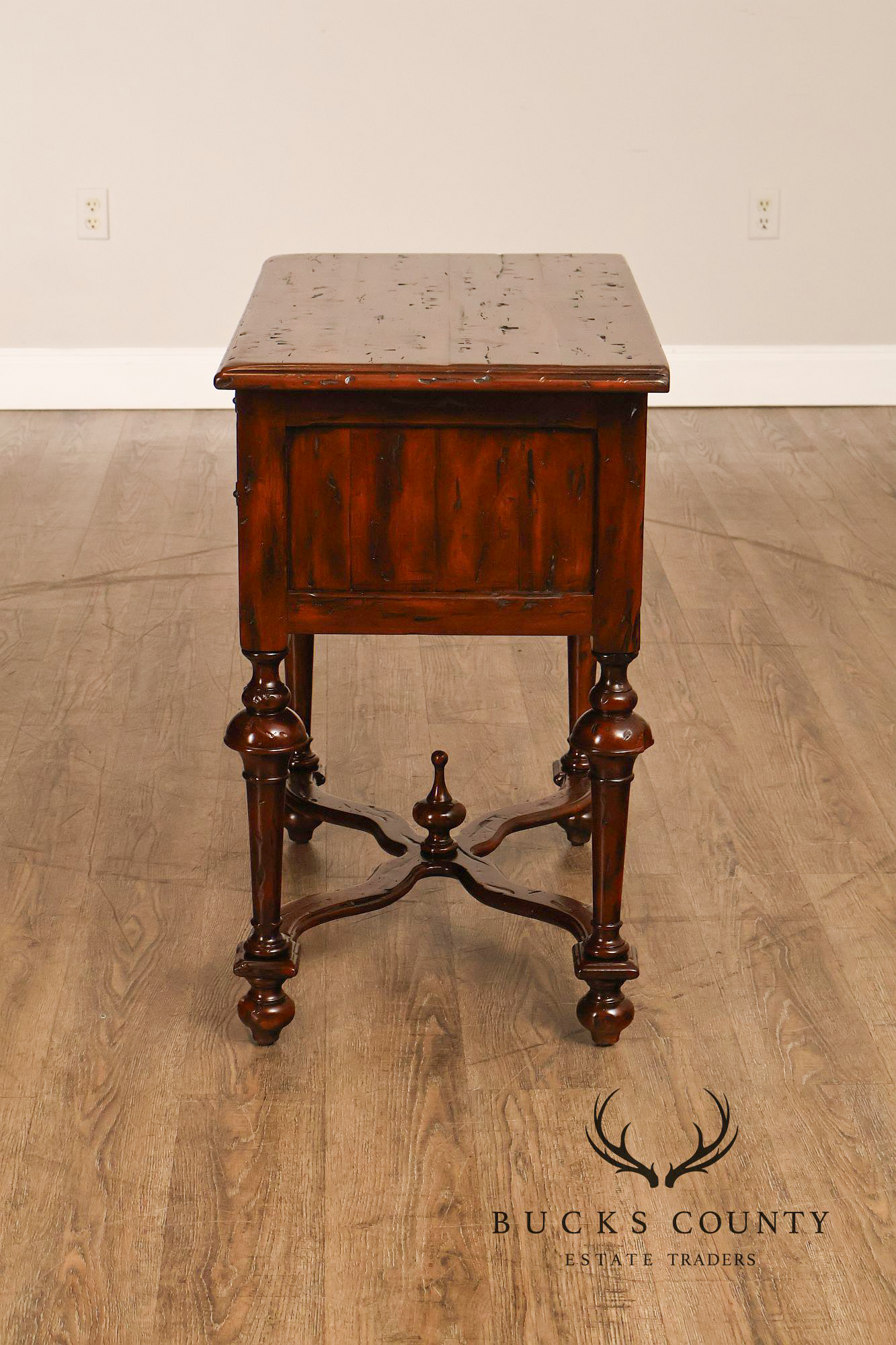 Theodore Alexander Castle Bromwich Antiqued Wood Lowboy End Table