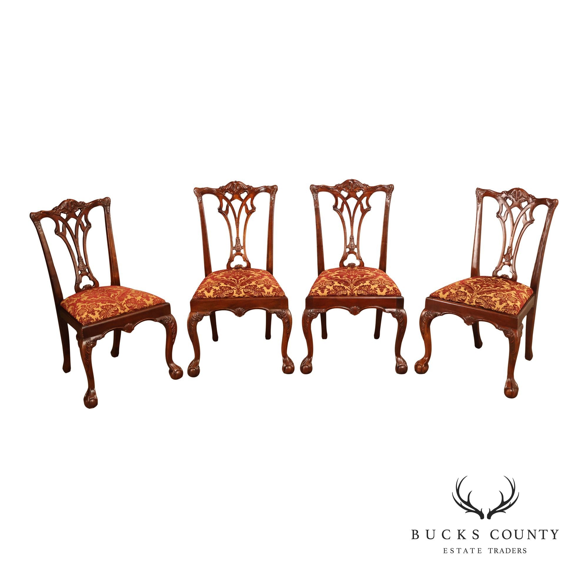 Lexington Furniture Chippendale Style Mahogany Carved Set Of Four Dining Chairs