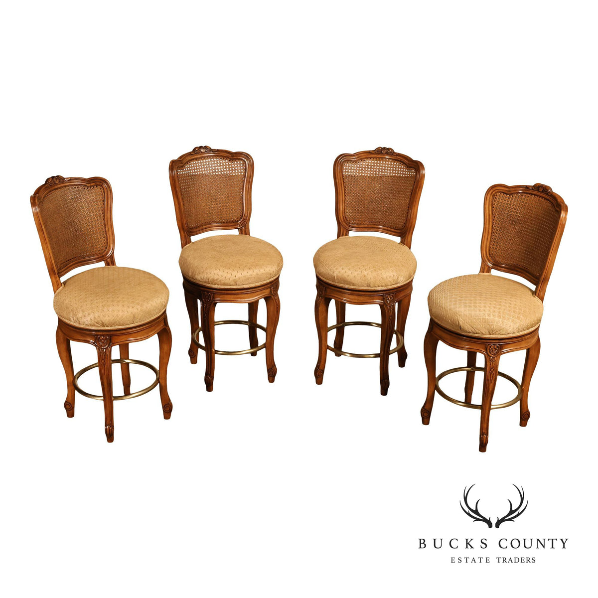 Fremarc Designs Set Of 4 Cane Back Swivel Barstools