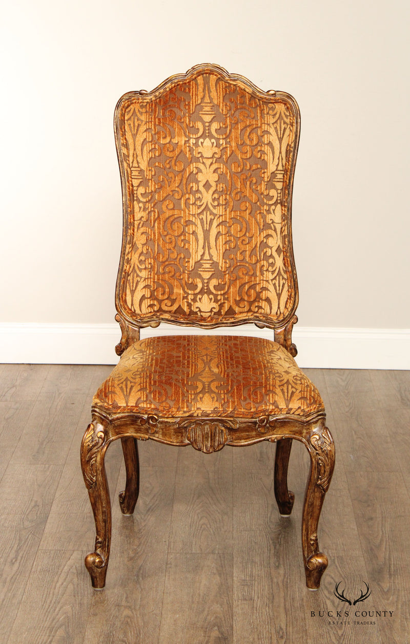 Italian Rococo Style Set of Six Dining Side Chairs