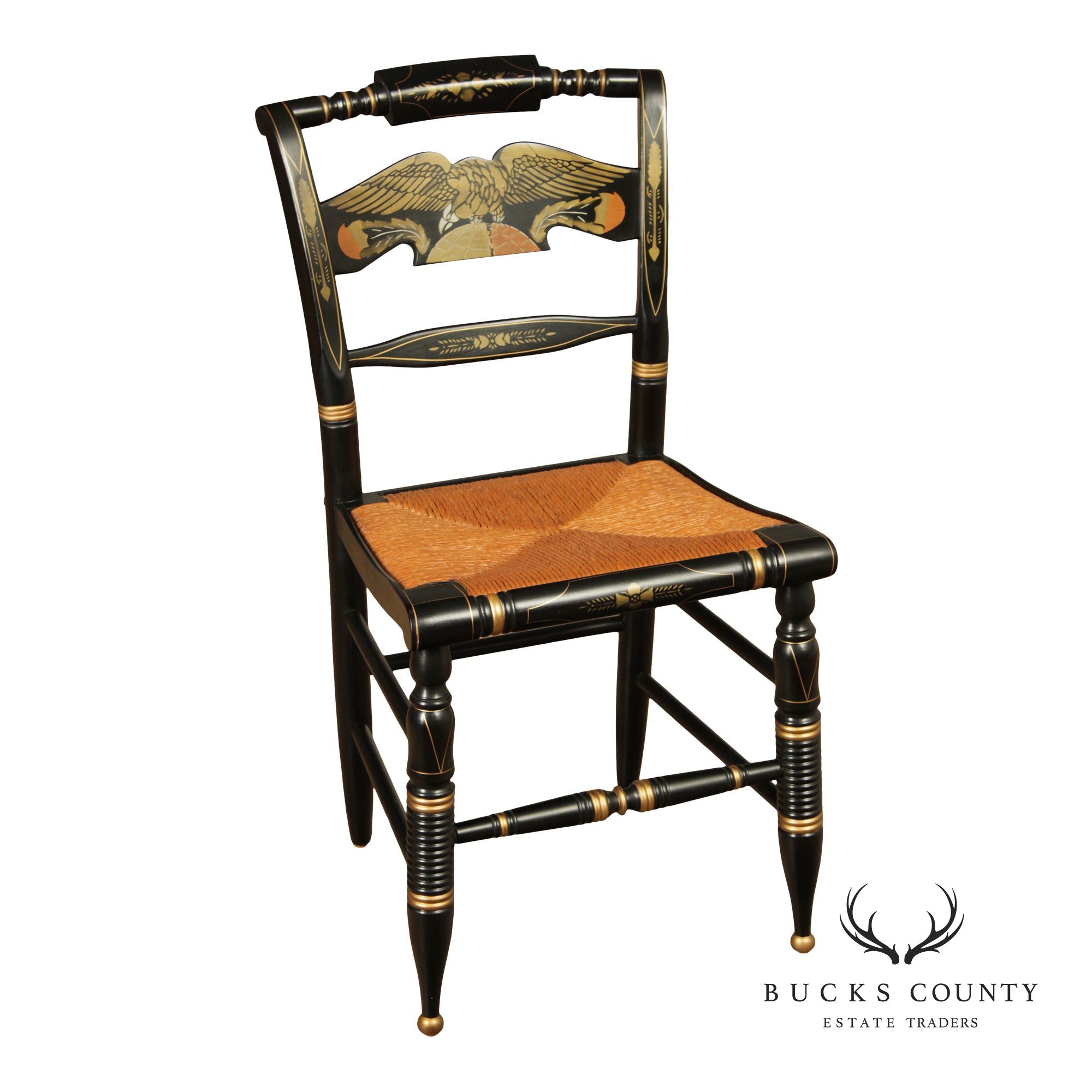Ethan Allen Hitchcock Style Hand Painted Eagle Side Chair