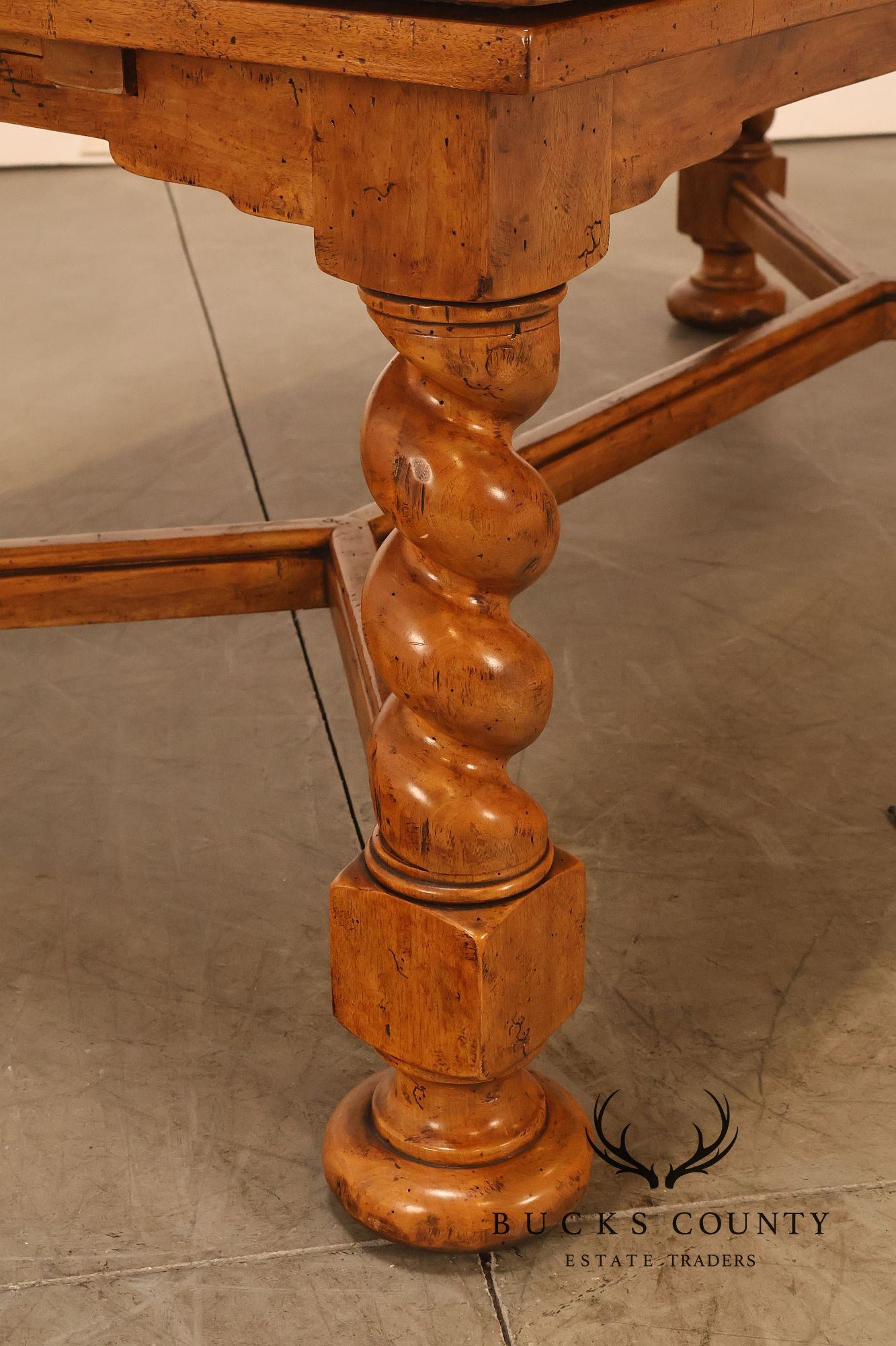 French Louis XIII Style Draw-Leaf Trestle Dining Table