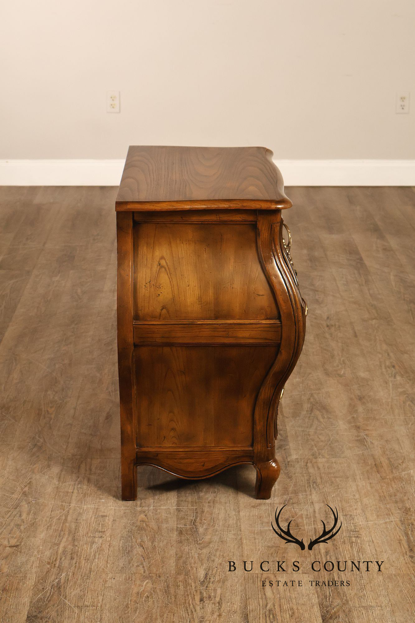 Baker Furniture French Provincial Carved Oak Bombay Chest Nightstands