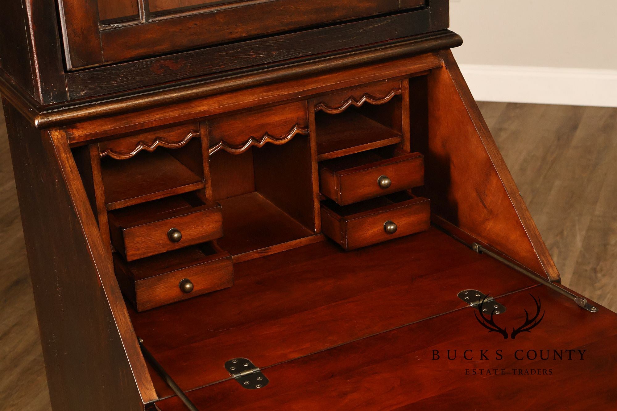 Hooker Furniture Seven Seas Narrow Burlwood Secretary Bookcase Cabinet
