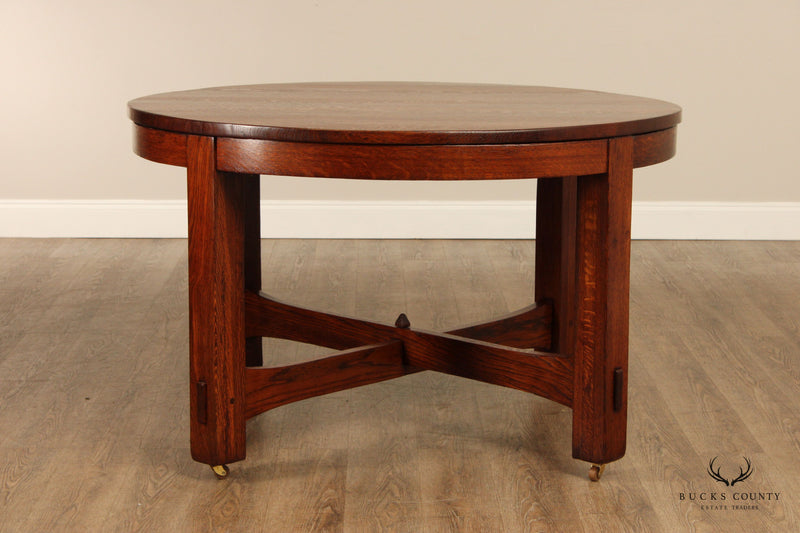 Antique Mission Oak 48 Inch Round Library Table