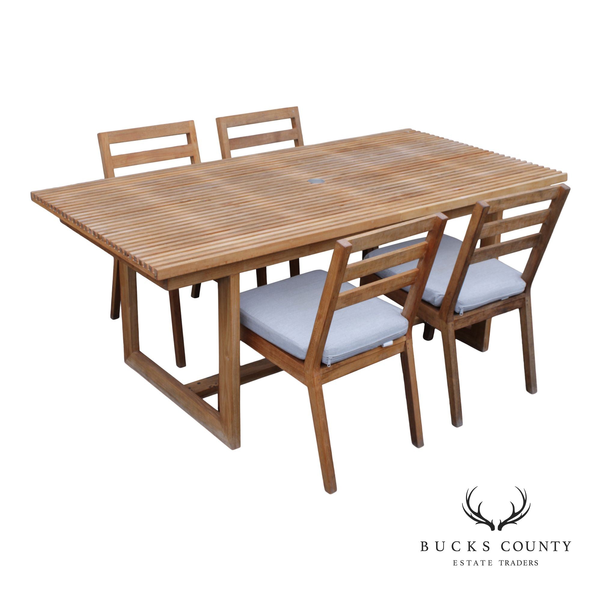 Contemporary Five-Piece Teak Outdoor Dining Set