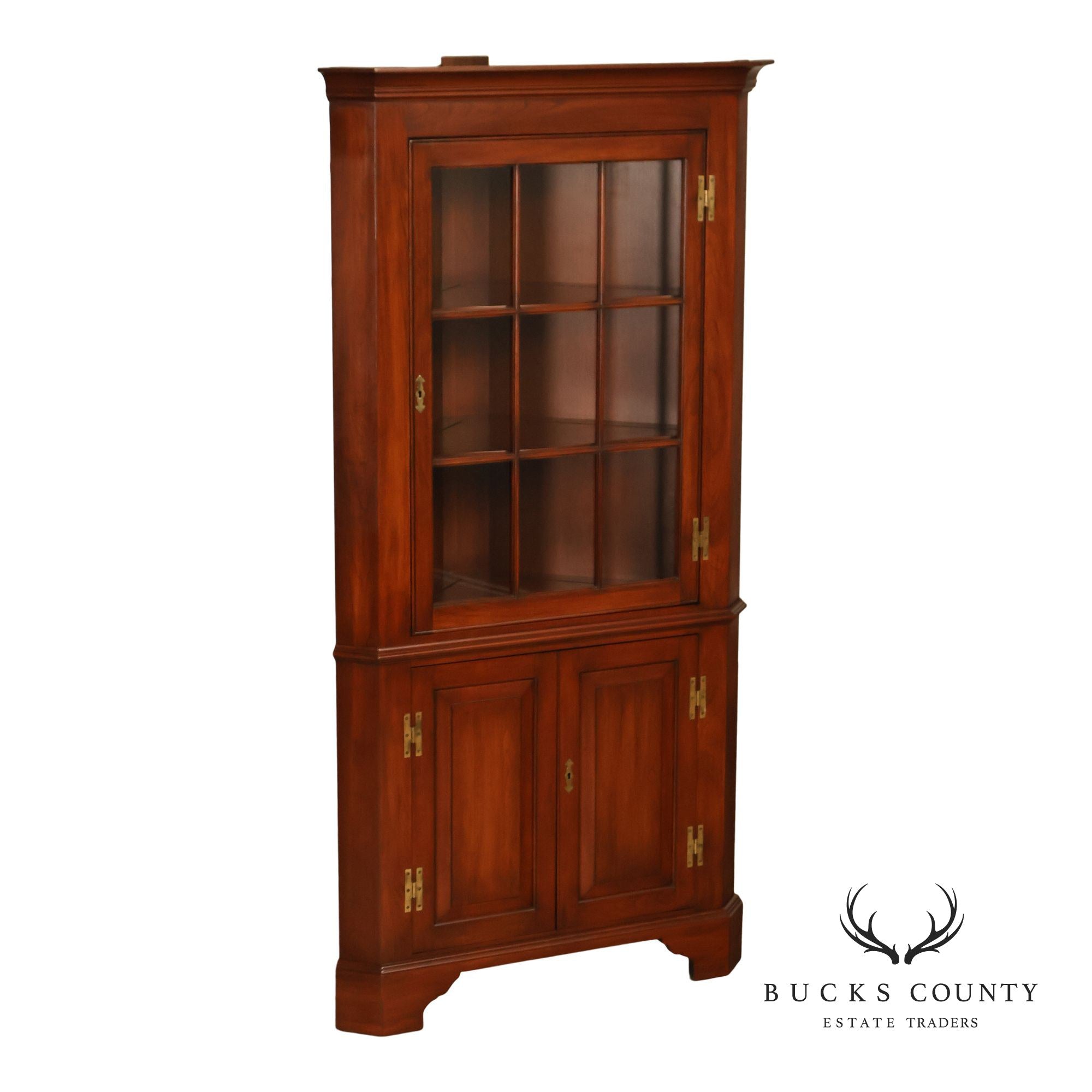 Henkel Harris Cherry Nine Pane Chippendale Style Corner Cabinet