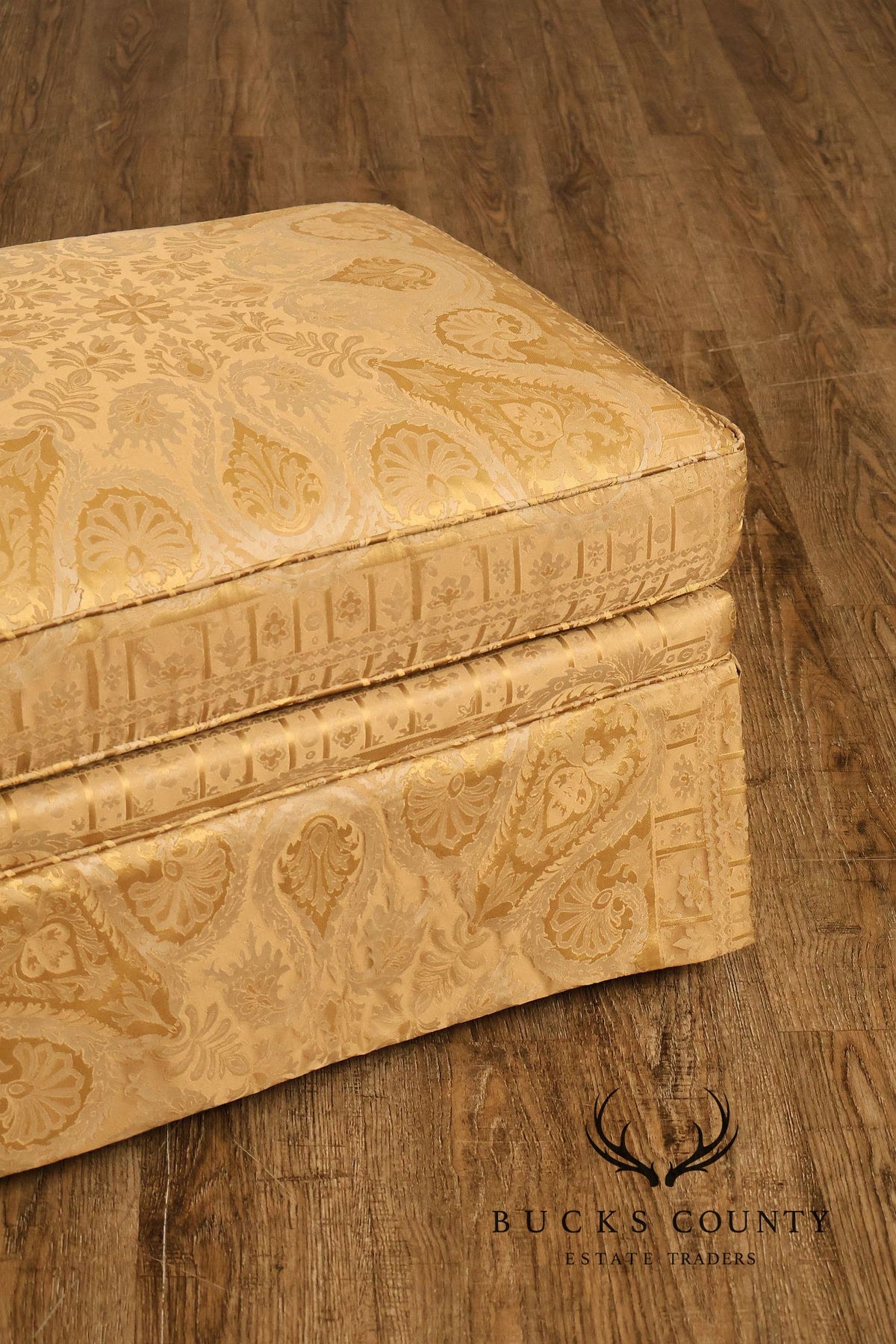 TRS Furniture Traditional Gold D amask Upholstered Lounge Chair And Ottoman