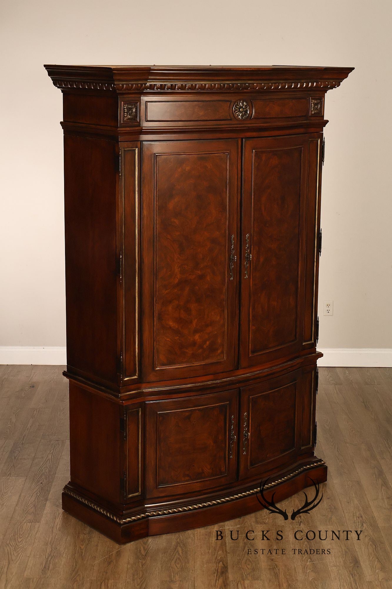 Drexel Heritage Hampshire Traditional Burl Wood Entertainment Armoire