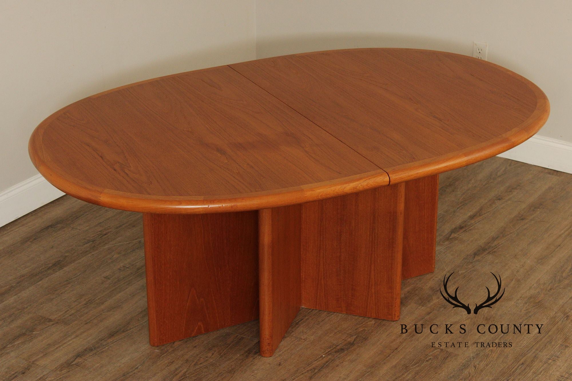 Ansager Møbler Danish Teak Pedestal Dining Table With Two Leaves