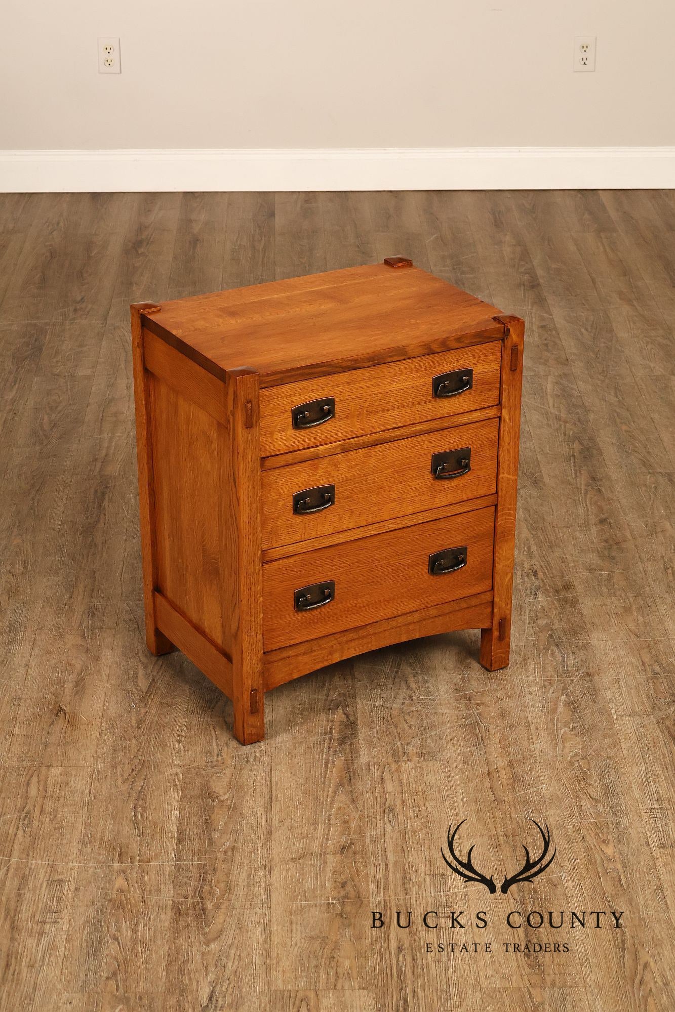 Stickley Mission Collection Pair of Oak Three-Drawer Nightstands
