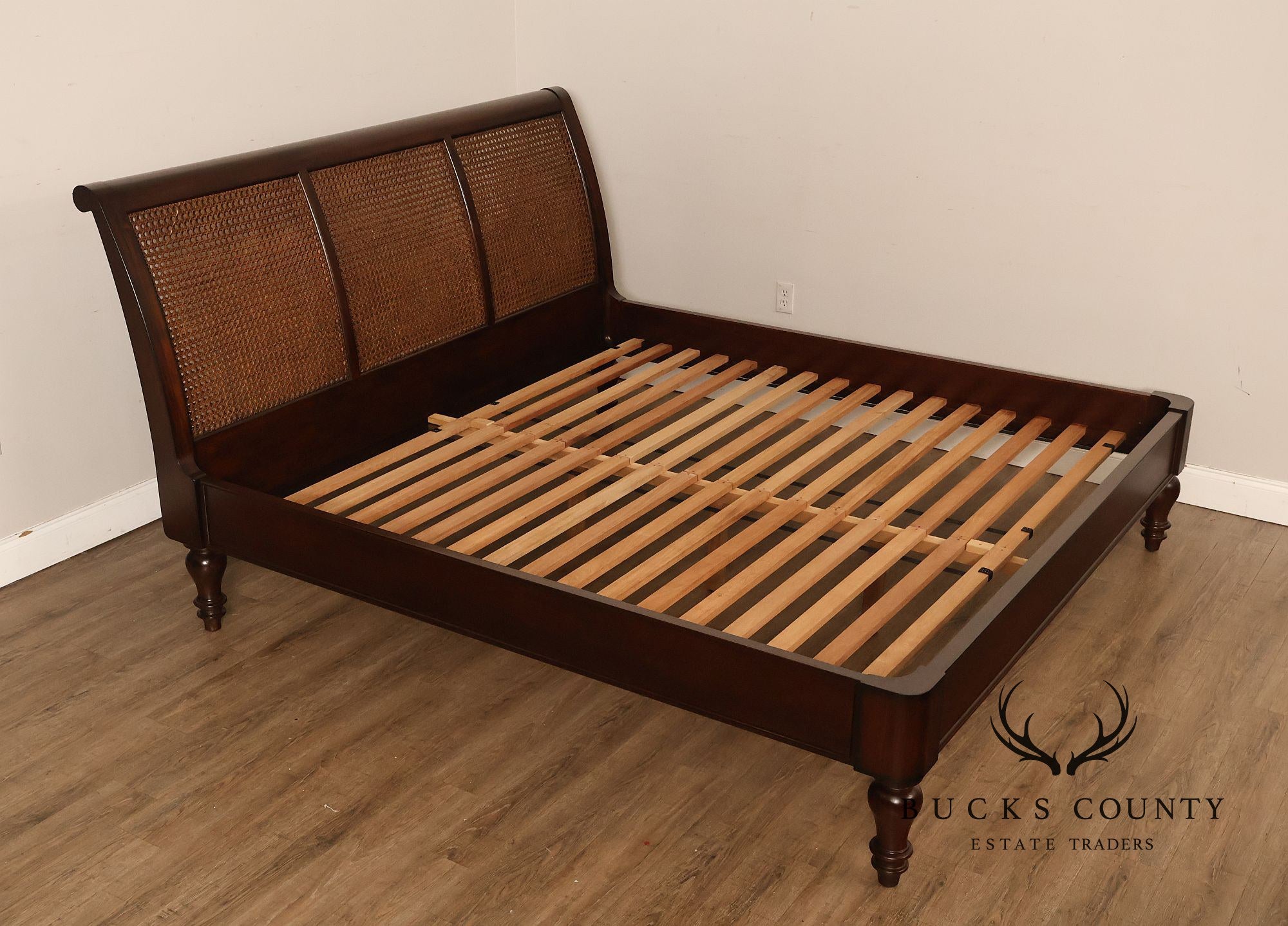 Pottery Barn King Size Cane Sleigh Bed