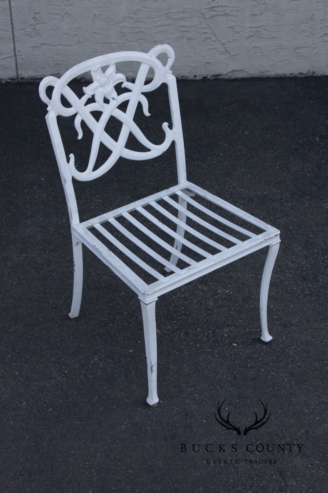 BROWN JORDAN CAST ALUMINUM 'DAY LILY' OUTDOOR PATIO SET OF FOUR DINING CHAIRS