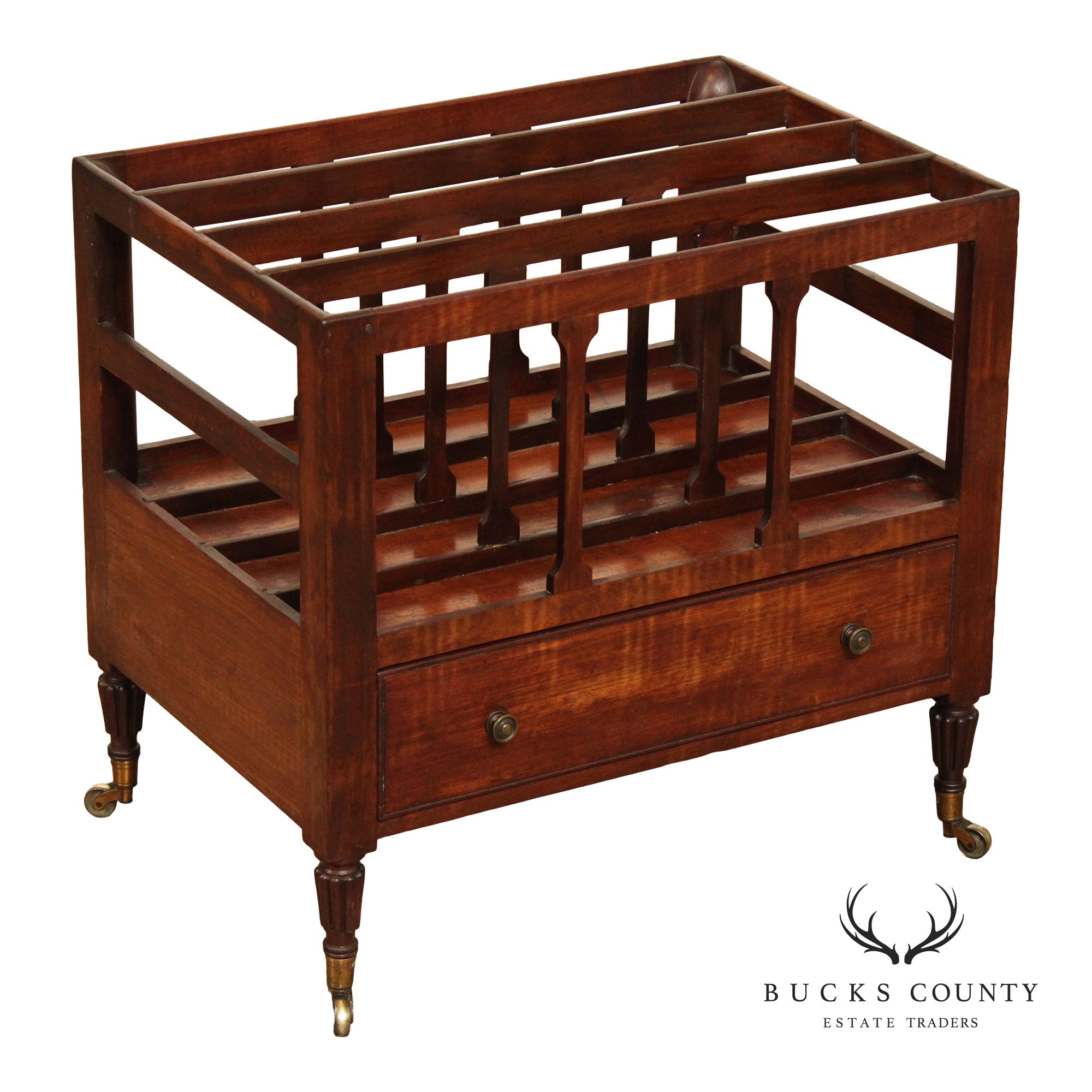 ANTIQUE ENGLISH REGENCY MAHOGANY CANTERBURY