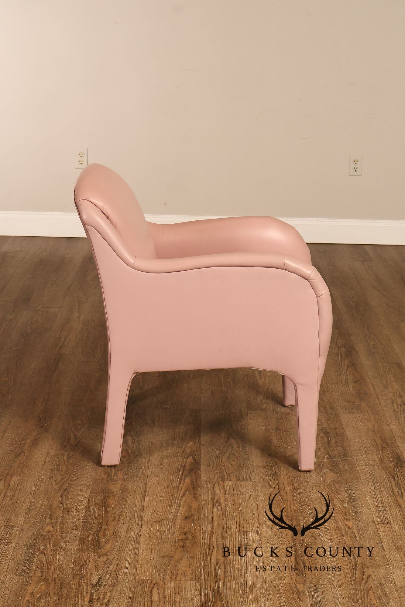 Vintage Lazar Industries East Pair Of Contemporary Modern Pink Upholstered Armchairs