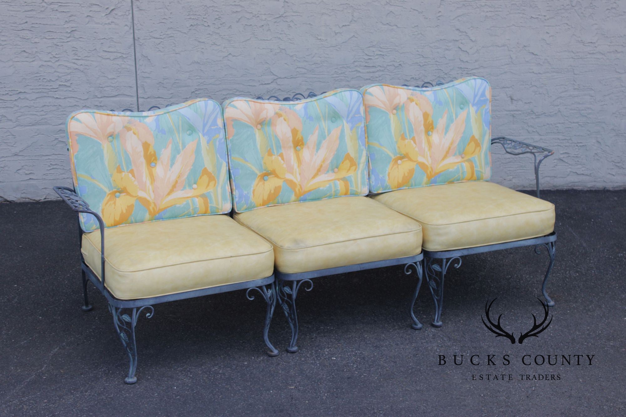 Woodard 'Chantilly Rose' Wrought Iron Outdoor Patio Sofa