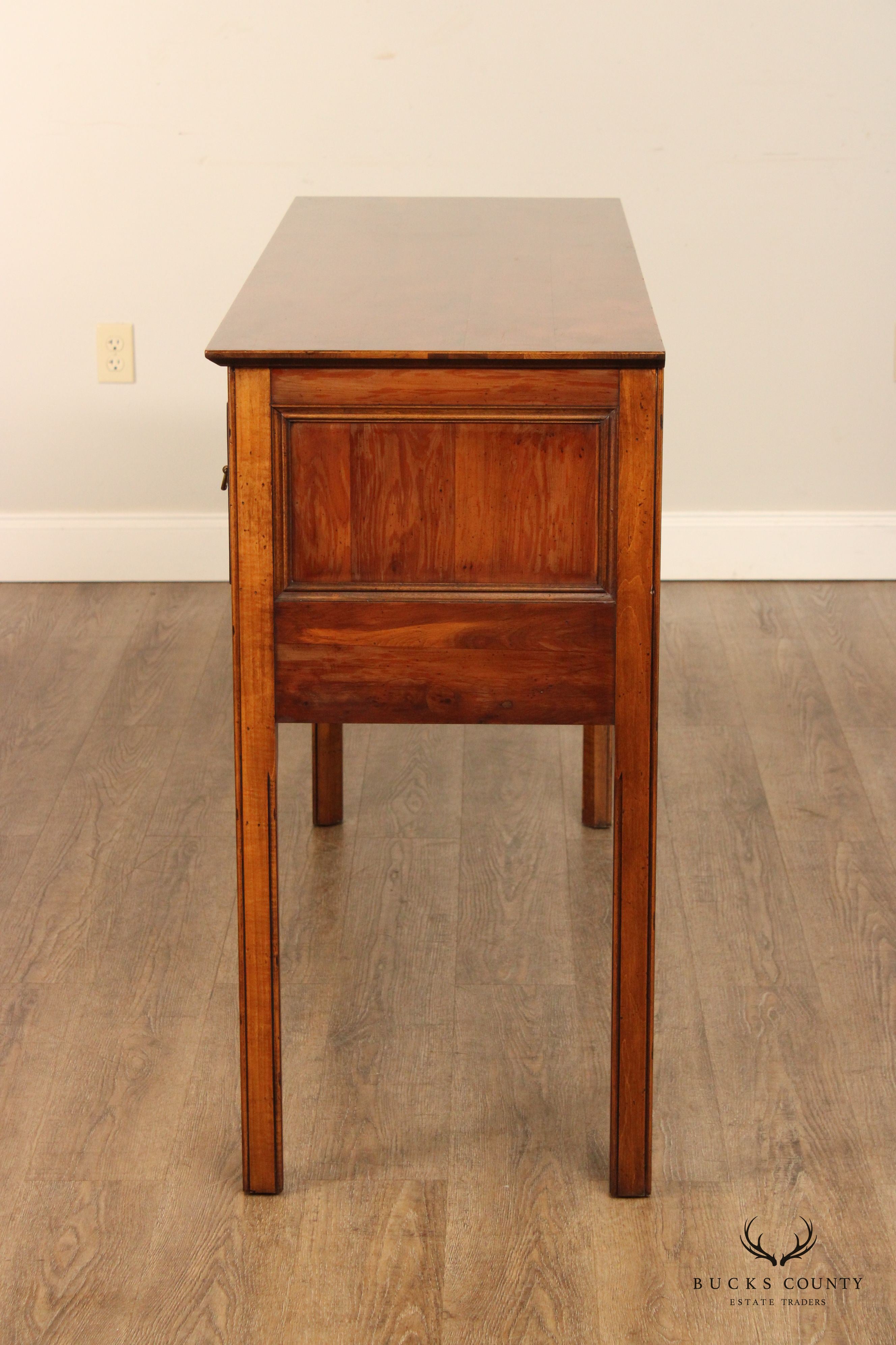 English Yew Wood George III Style Two-Drawer Sideboard Server