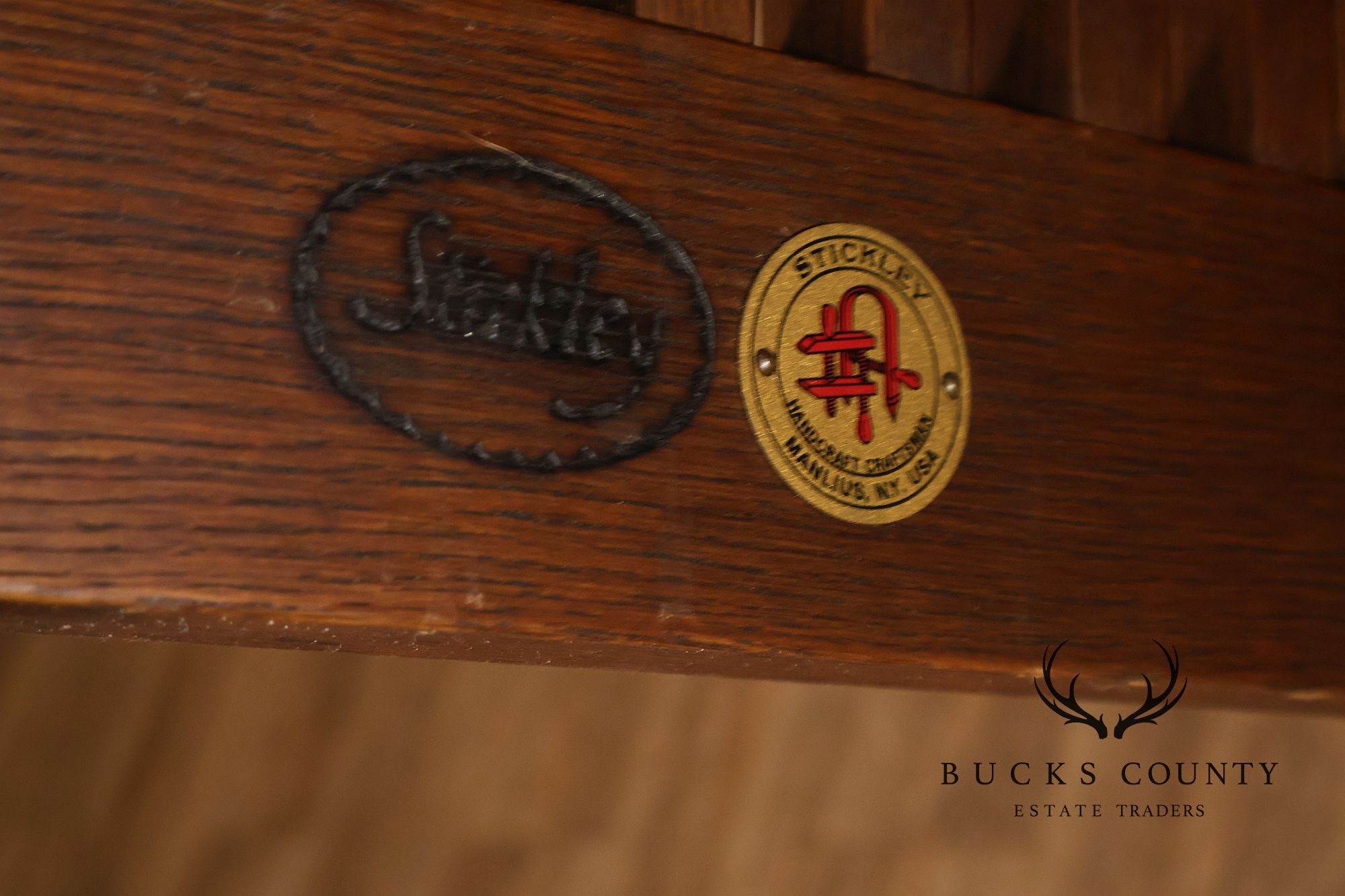 Stickley Mission Collection Oak Bent Arm Morris Chair and Ottoman