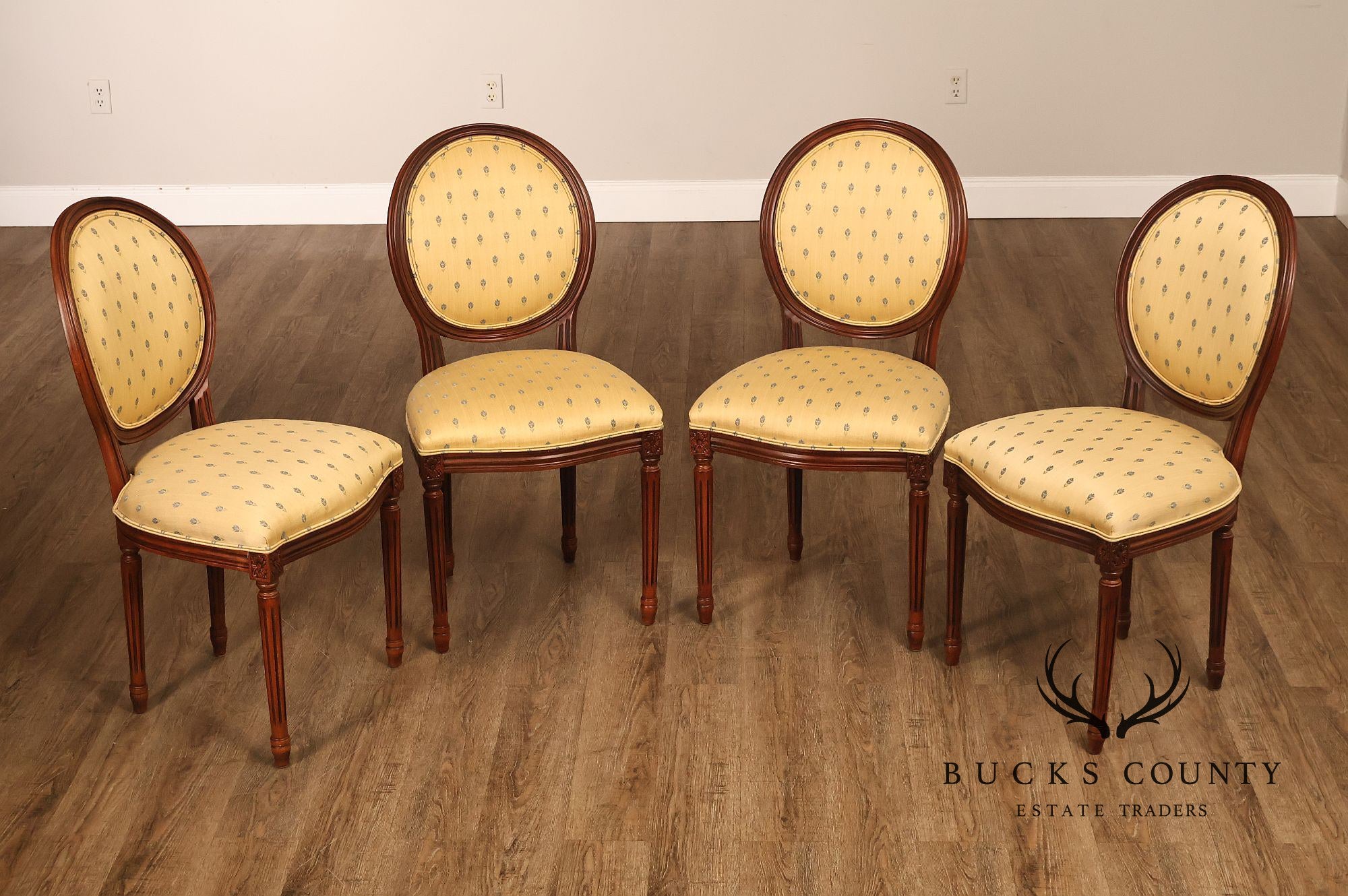 Ethan Allen Louis XVI Style Set Of Four Upholstered Dining Chairs