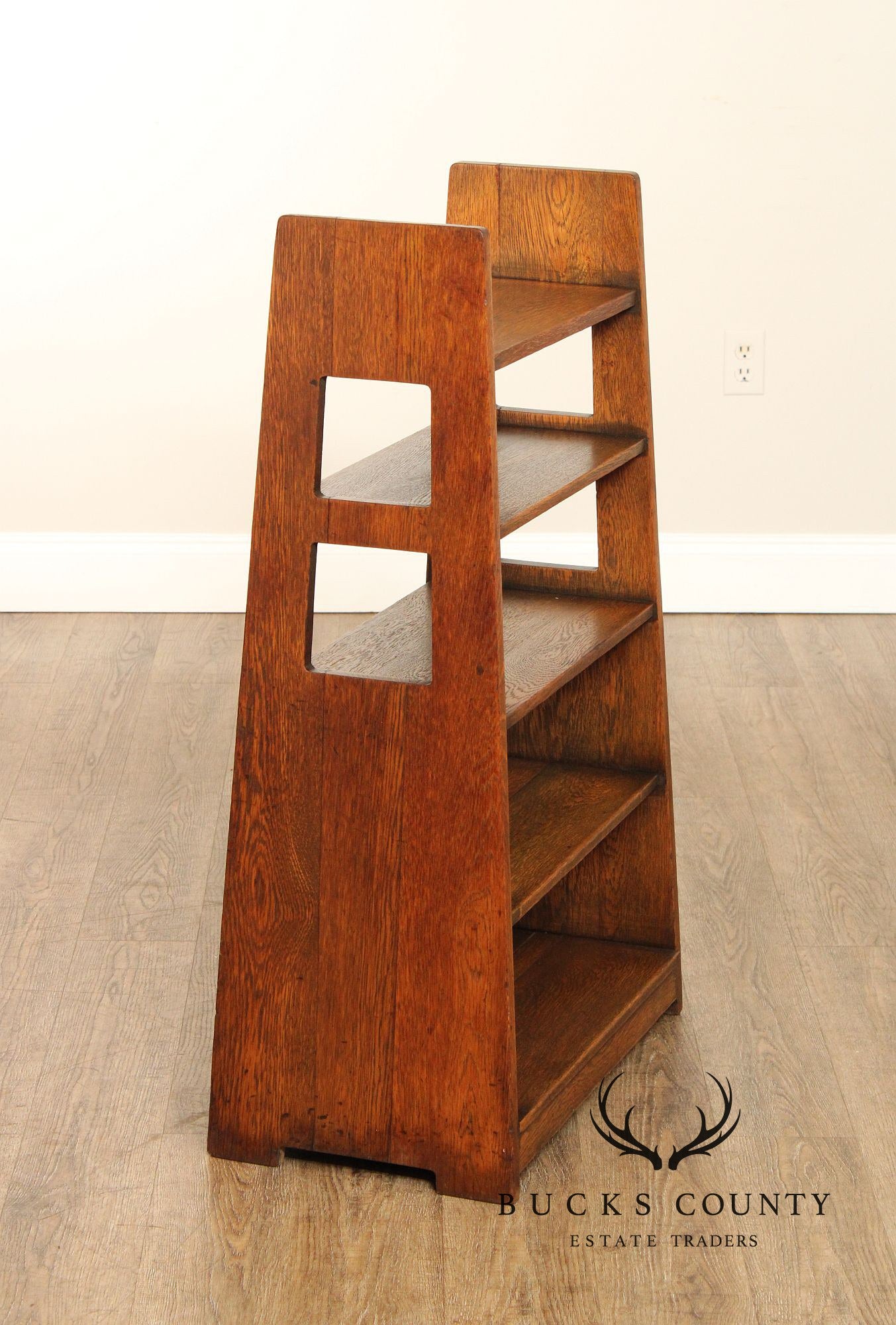 Limbert Mission Oak Cutout Magazine Stand