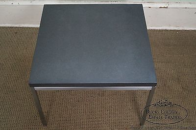 Mid Century Modern Square Chrome Slate Top Side Table