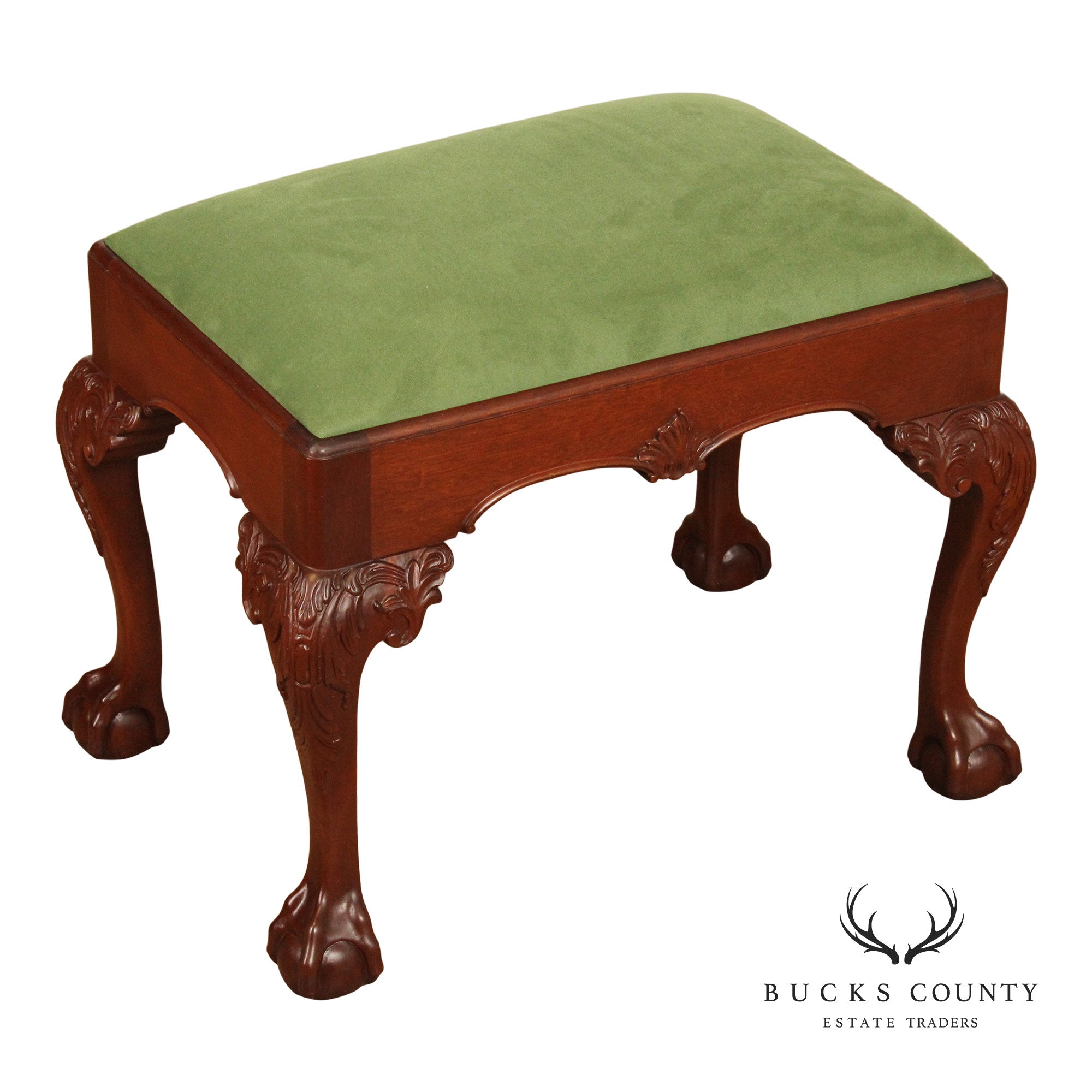 Stickley Chippendale Style Carved Mahogany Foot Stool
