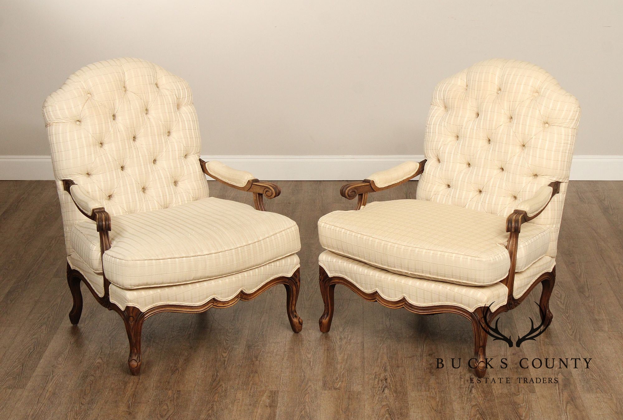 French Louis XV Style Pair of Fauteuil Armchairs