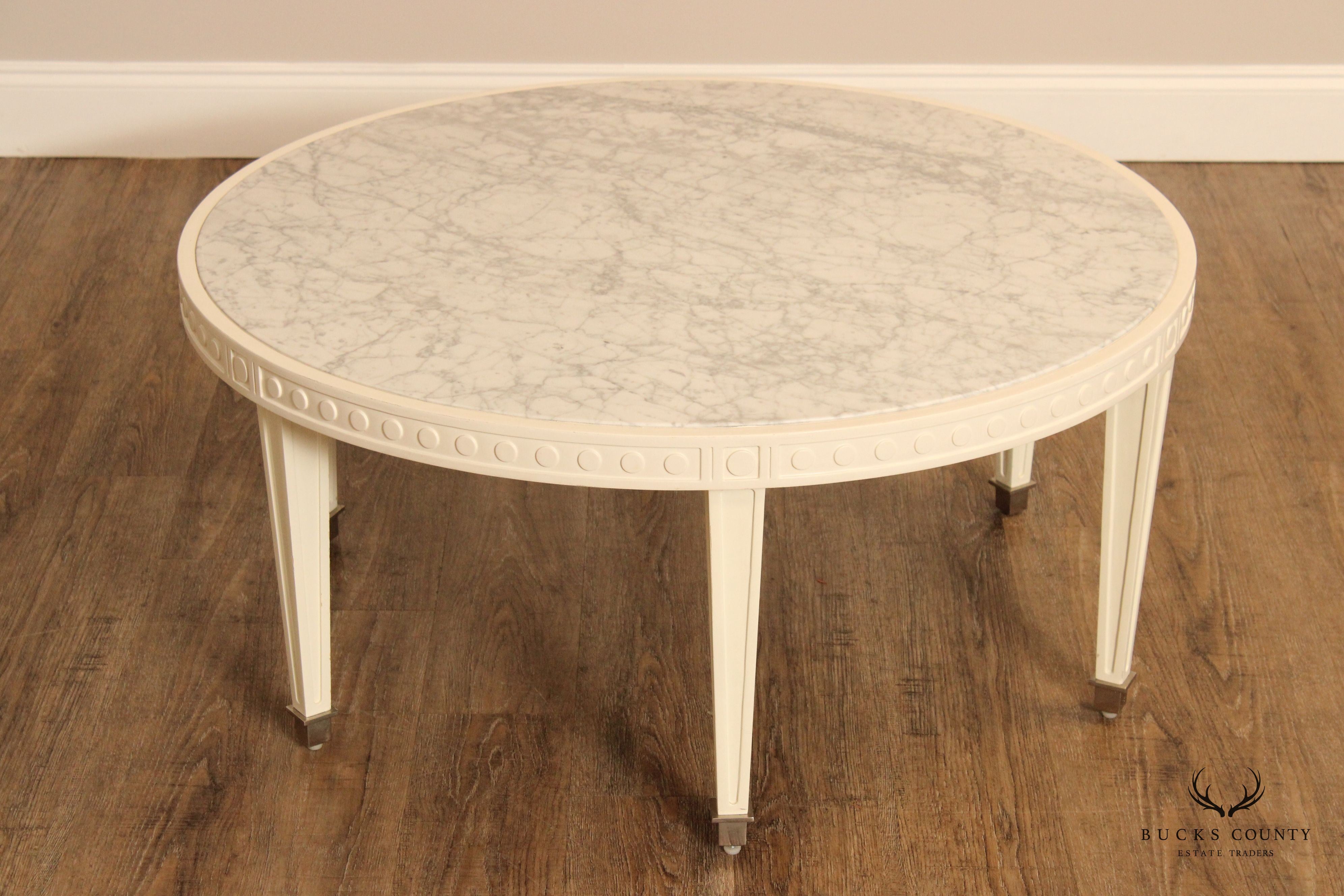 Jonathan Adler Italian Regency Style Round Marble Top Coffee Table