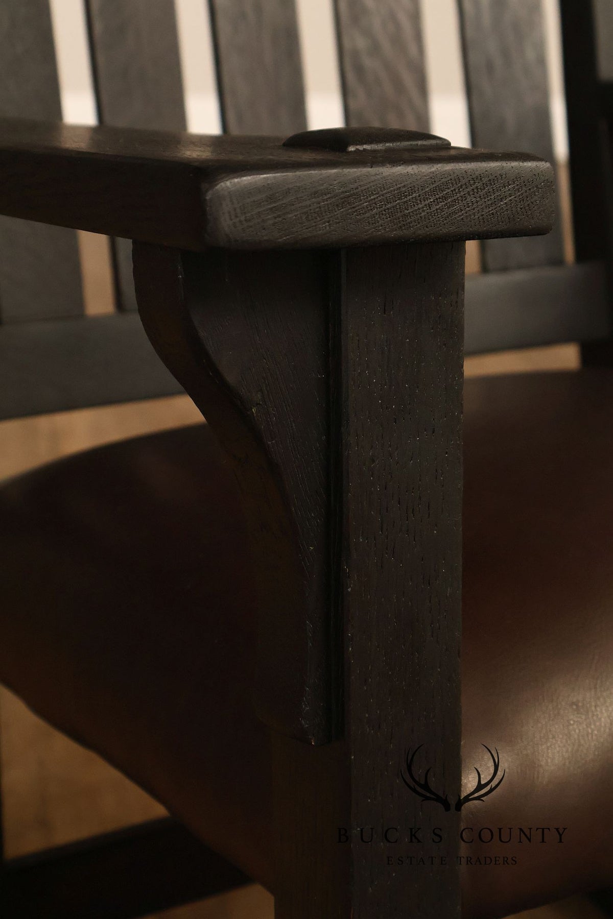 Antique Gustav Stickley Mission Oak V Back Rocking Armchair