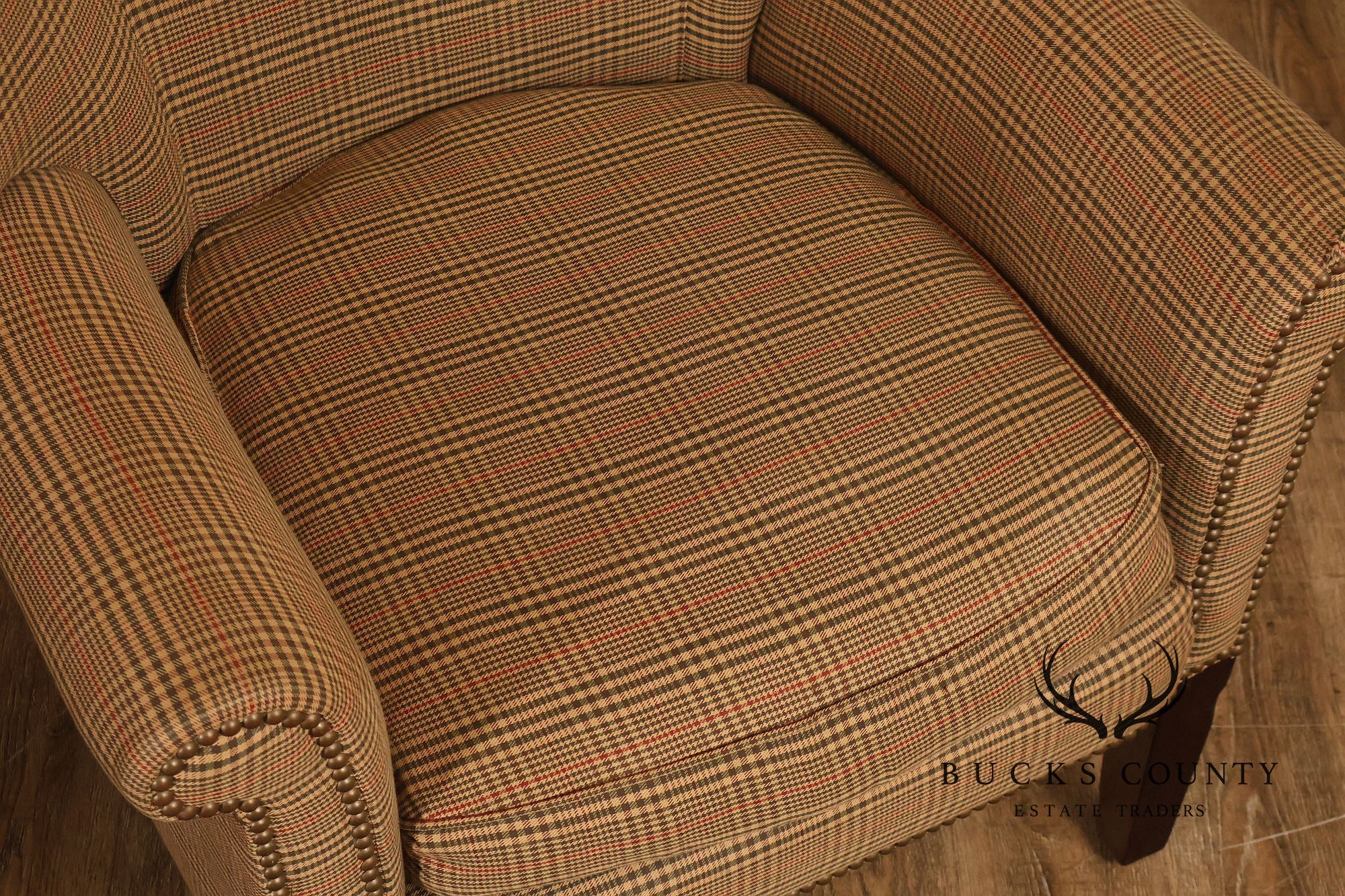 Ralph Lauren Traditional Plaid Upholstered Wingback Lounge Chairs