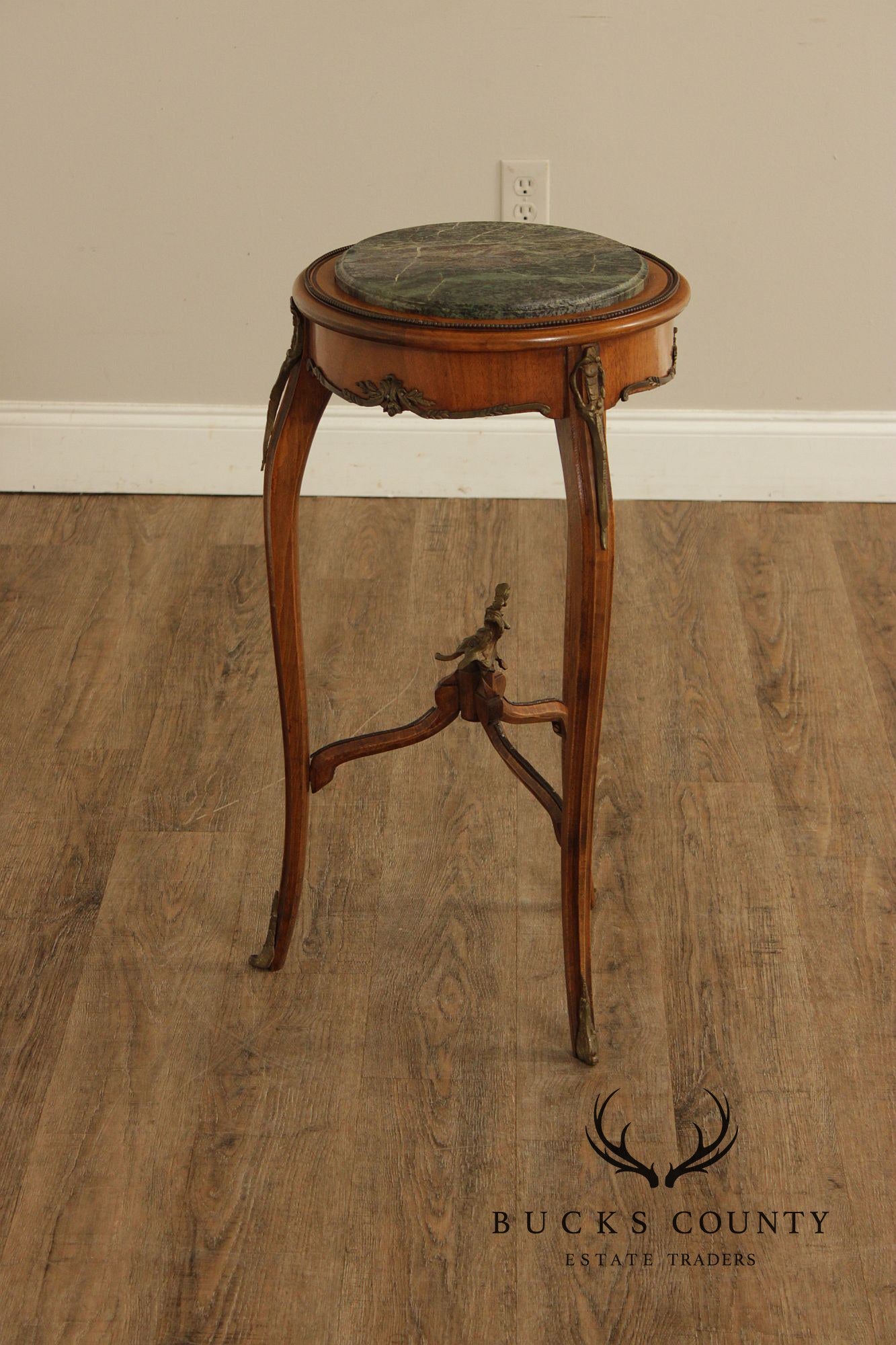 French Louis XV Style Marble Top Pedestal Side Table