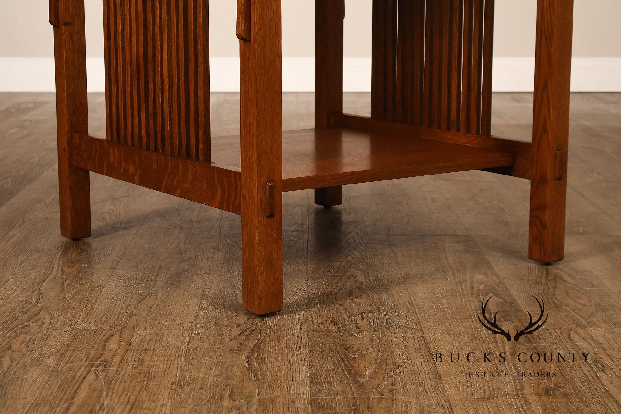 Stickley Mission Oak Spindled Side Lamp Table