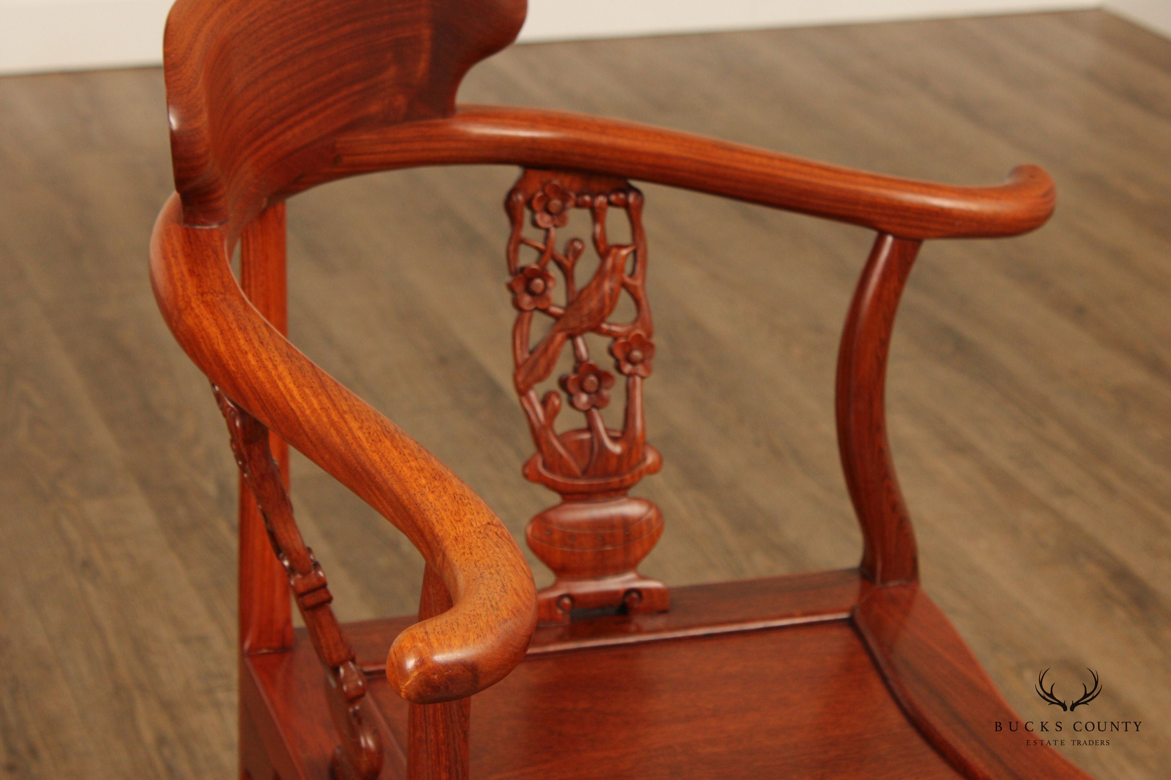 Chinese Rosewood Carved Corner Chair