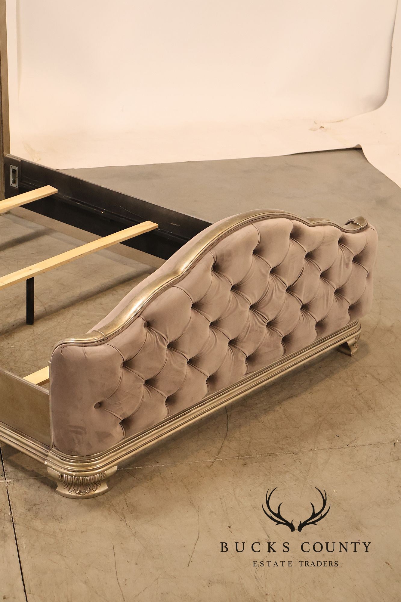Elegant Queen Bed Featuring a Deep Tufted Upholstered Head and Footboard
