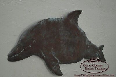 Hammered Copper Weathered Dolphin Wall Sculpture