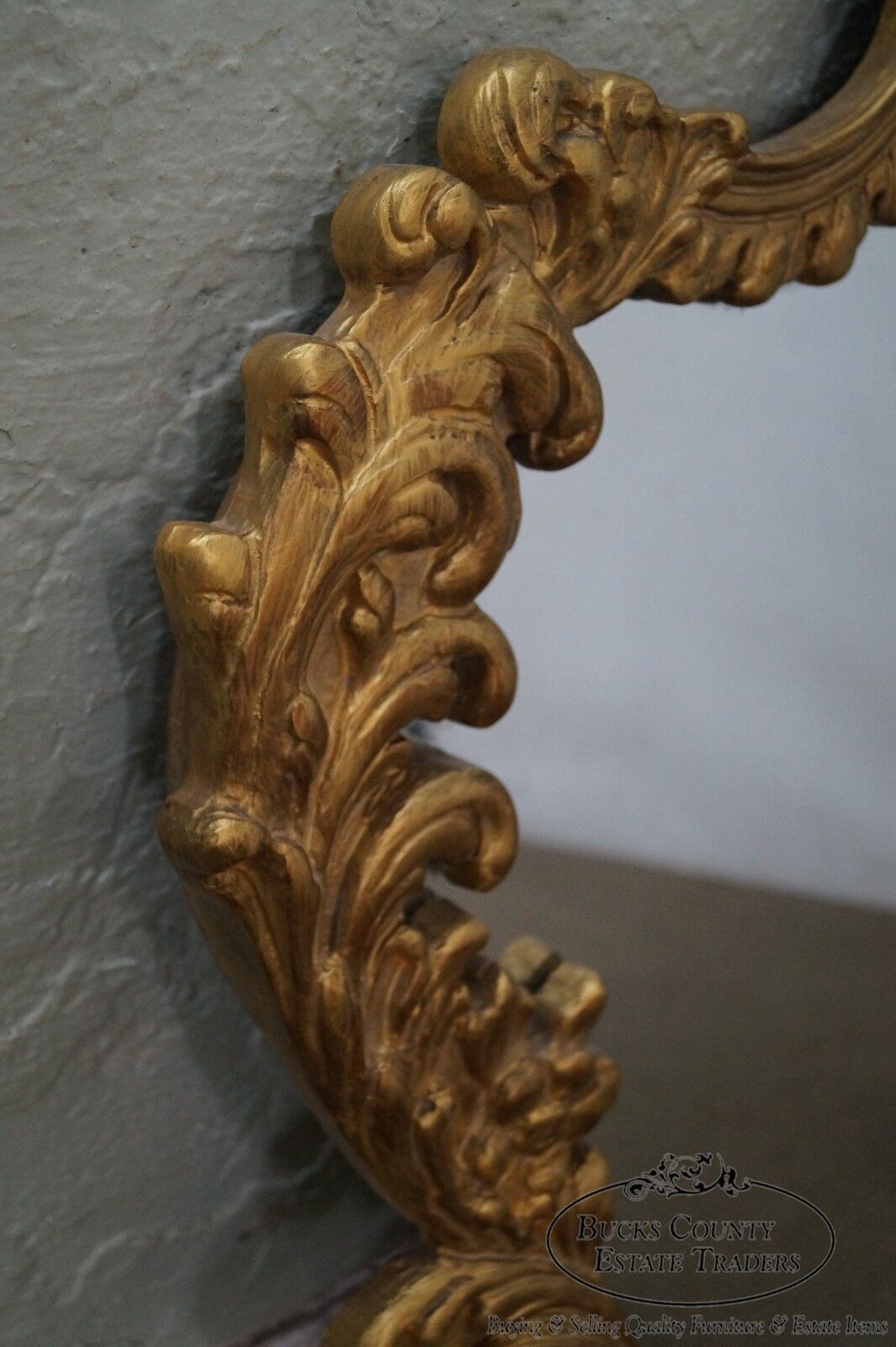 Vintage Gilt Wood Rococo Style Hanging Wall Mirror