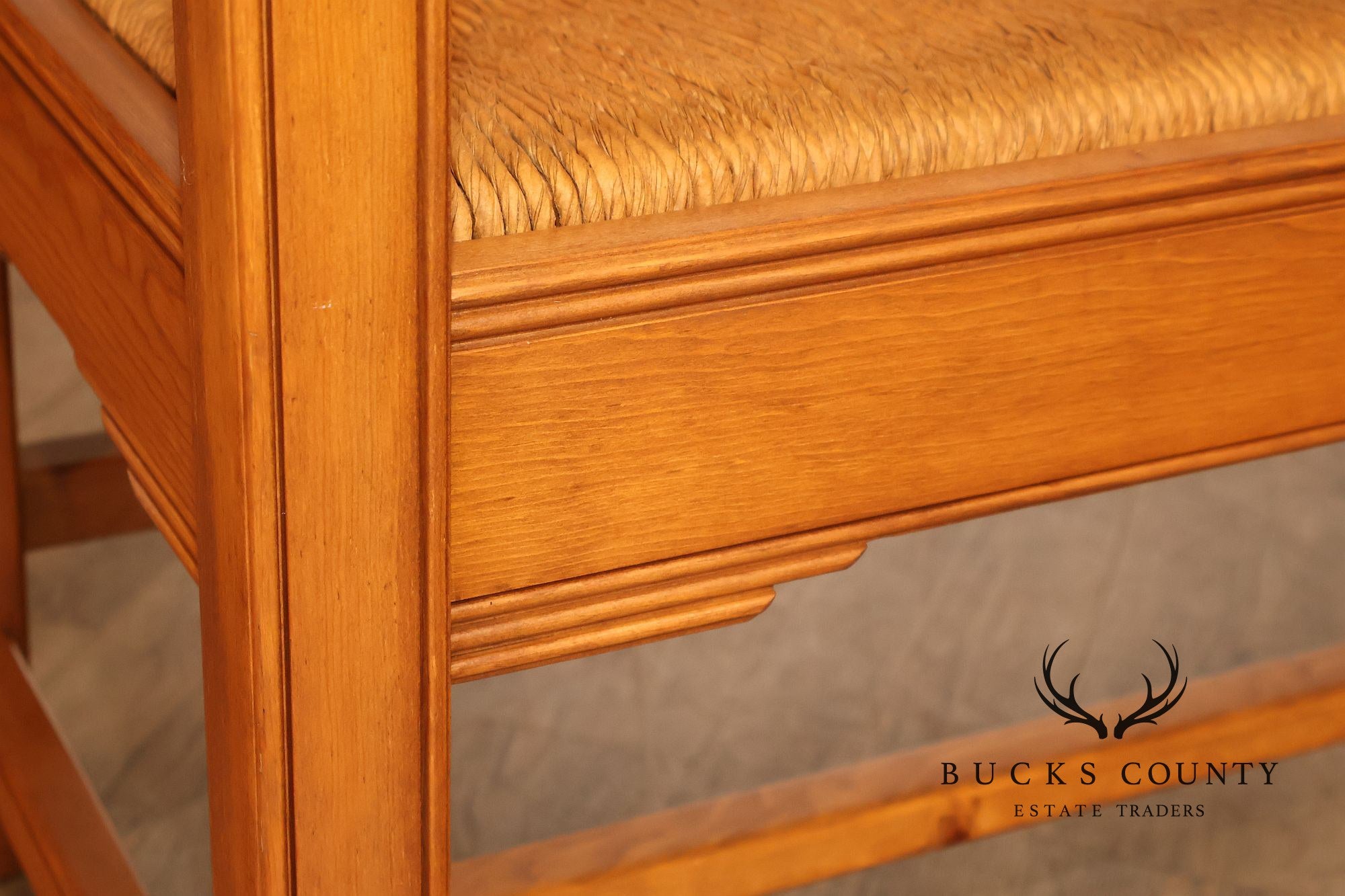 Vintage Southwestern Style Rush Seat Bench