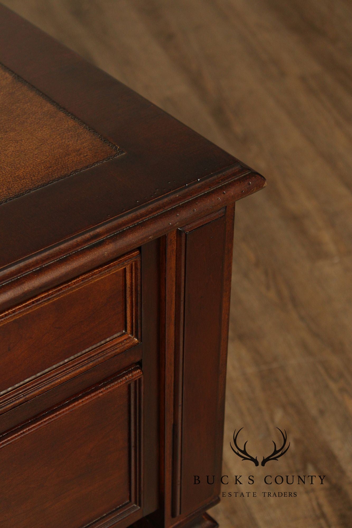 Ethan Allen Leather Top Cherry 'Buckley' Executive Desk