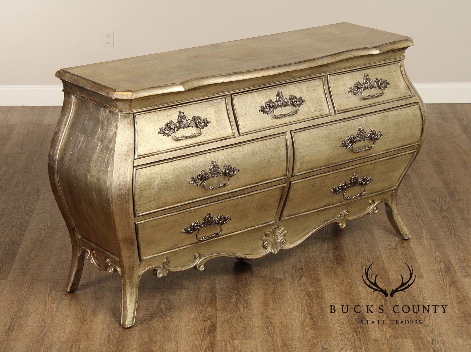 Hooker Furniture 'Sanctuary' Silver Gilt Bombe Chest