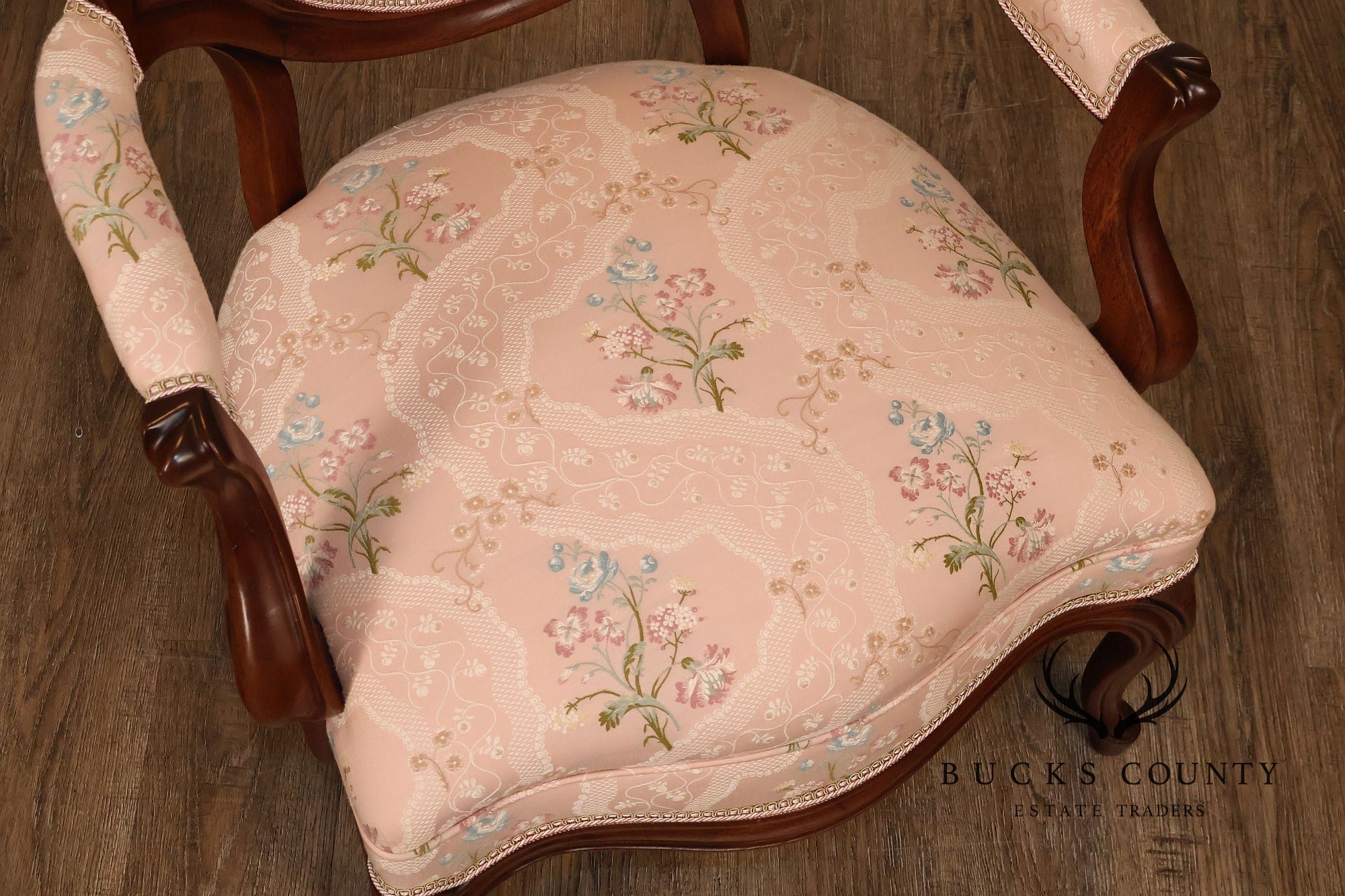 Antique Victorian Walnut Pair Of His And Hers Parlor Armchairs